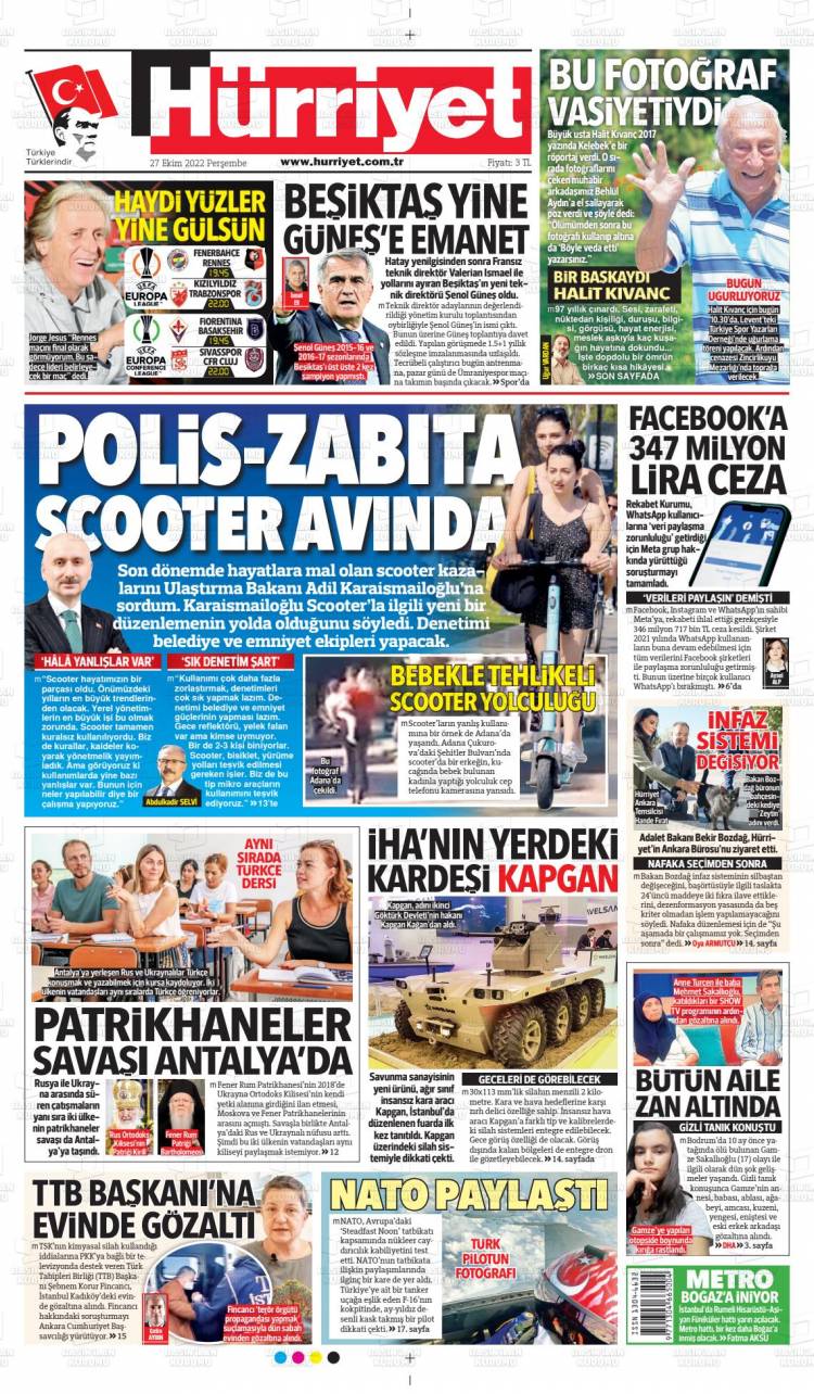 G&uuml;n&uuml;n Ulusal Gazete Manşetleri - 27 10 2022