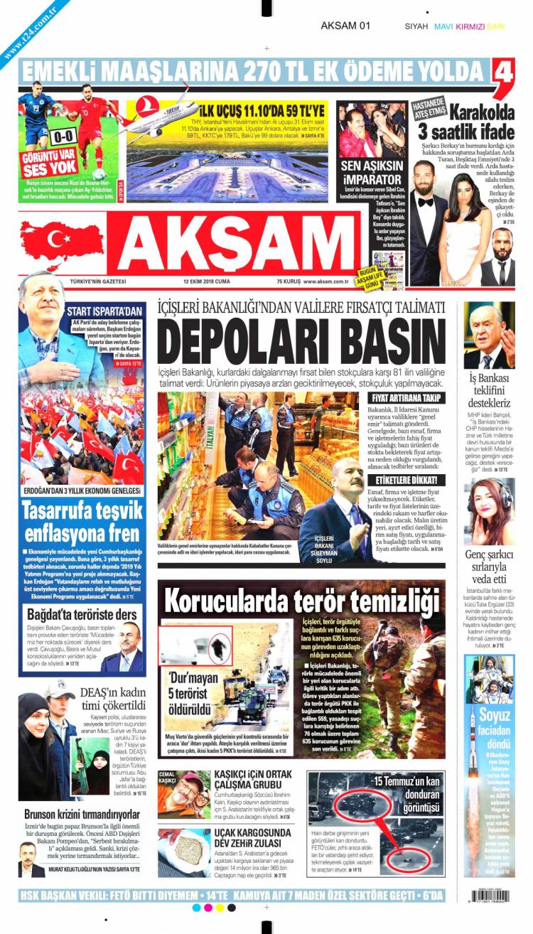 G&uuml;n&uuml;n Ulusal Gazete Manşetleri - 12 10 2018