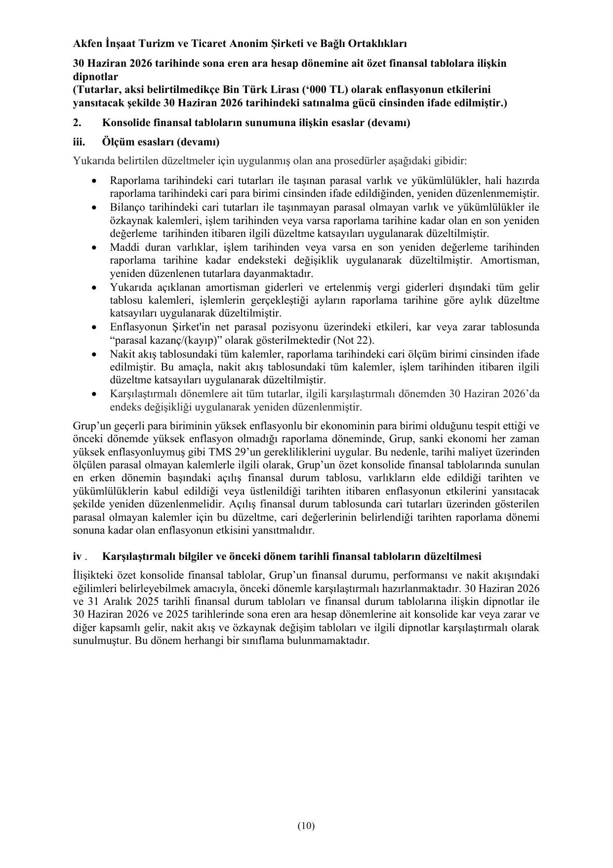Akfen İnşaat 30.06.2026 SPK -Özet Konsolide.pdf — sayfa 14