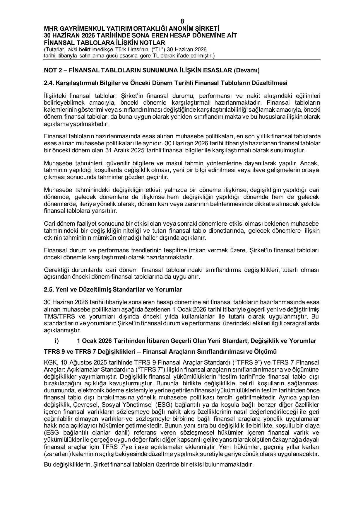 MHR GYO_30.06.2026 Tarihli Baฤฤฑmsฤฑz Denetim Raporu.pdf โ sayfa 10