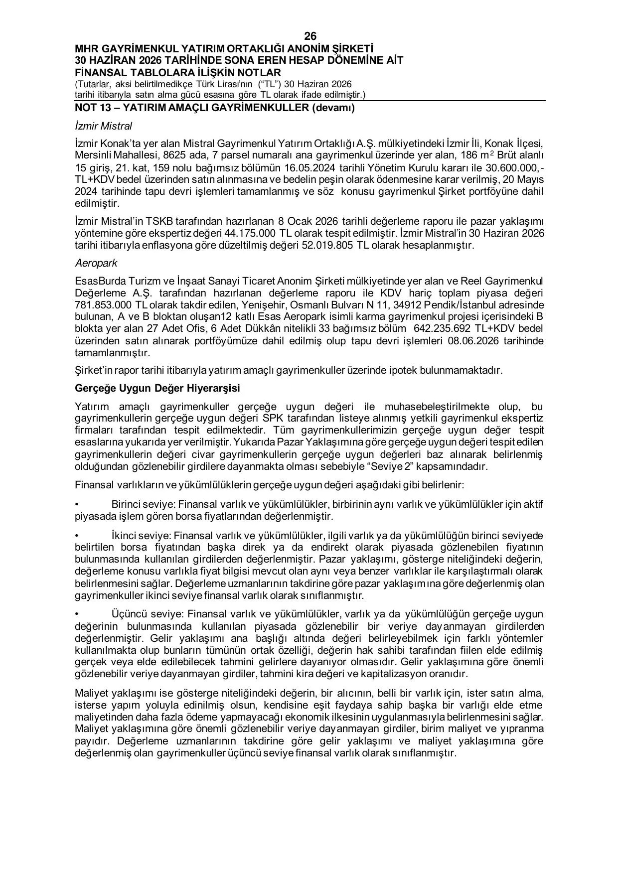 MHR GYO_30.06.2026 Tarihli Baฤฤฑmsฤฑz Denetim Raporu.pdf โ sayfa 28