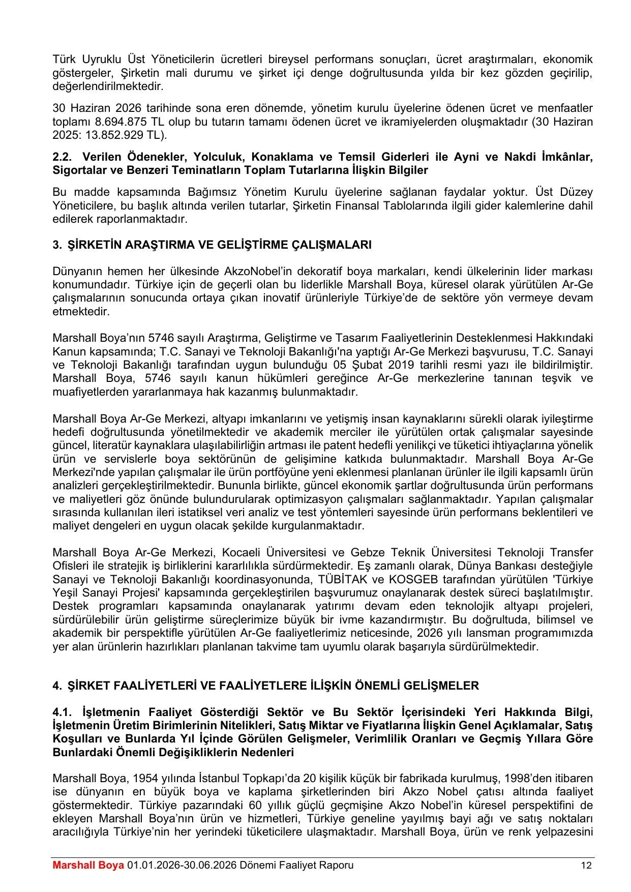 Marshall Boya 30.06.2026 Tarihli Faaliyet Raporu.pdf โ sayfa 14