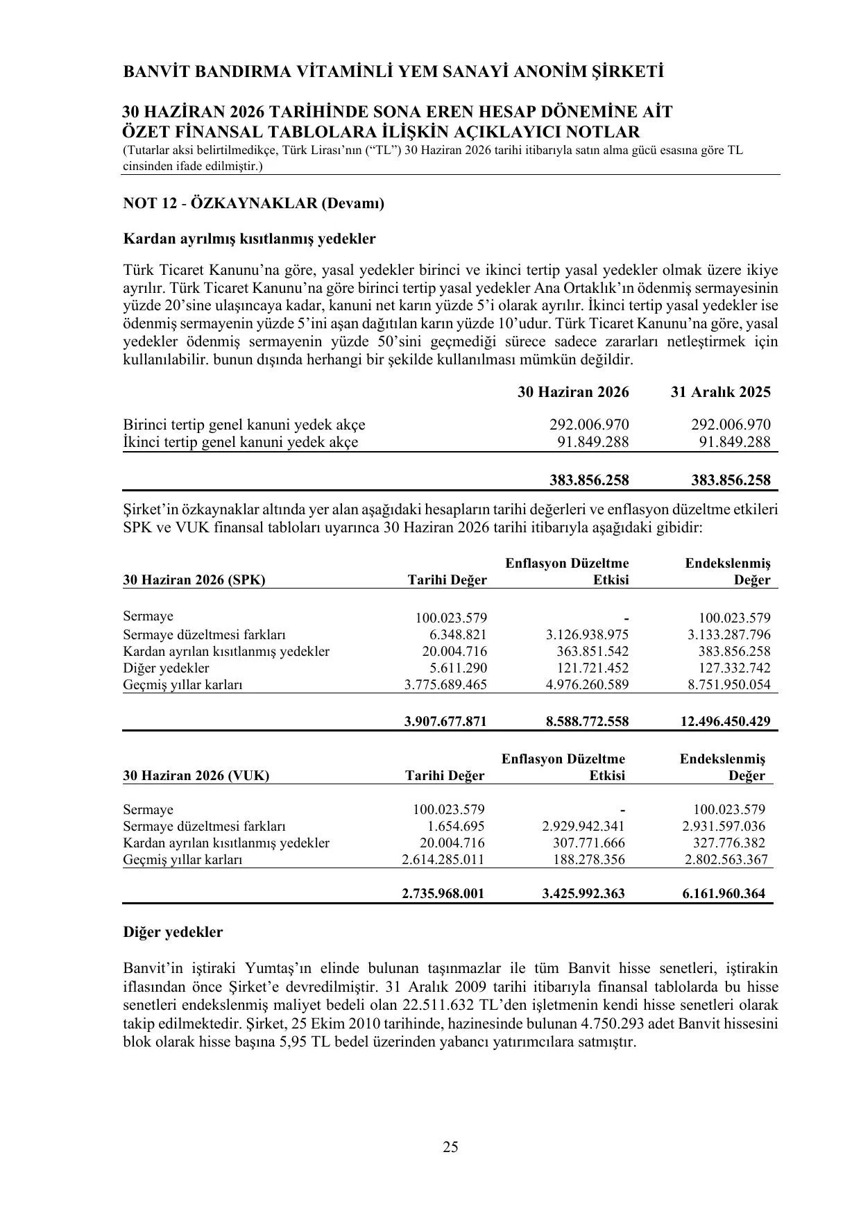 Banvit Finansal Rapor 30.06.2026 TR.pdf โ sayfa 28