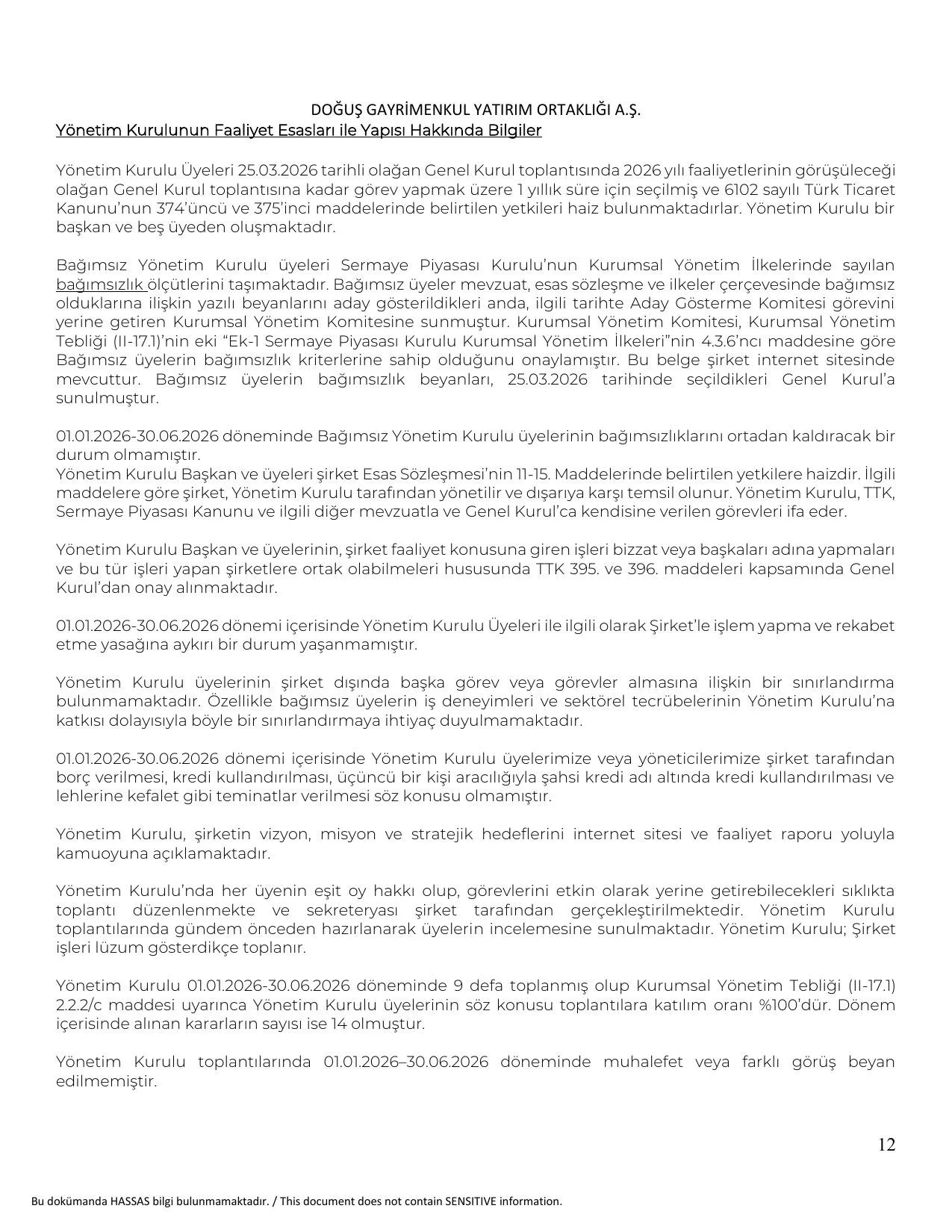 Doฤuล GYO - 30062026 Faaliyet raporu.pdf โ sayfa 14