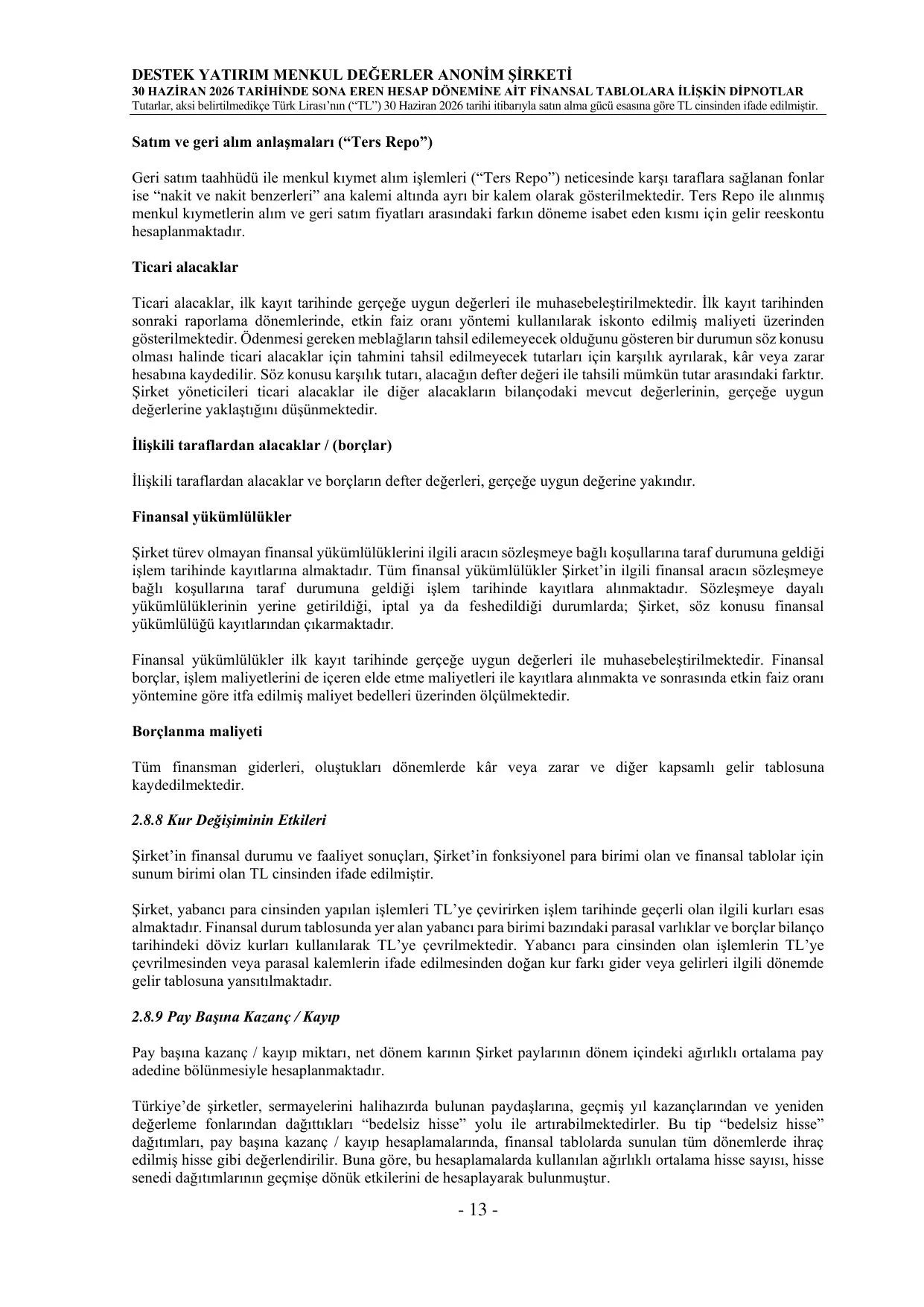 Destek Yatirim 30.06.2026 Finansal Rapor_final.pdf — sayfa 16