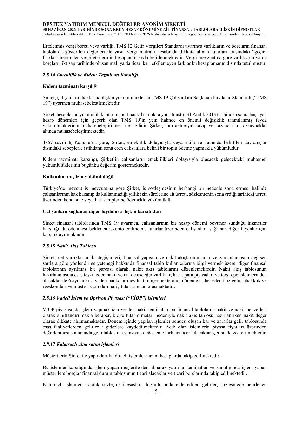 Destek Yatirim 30.06.2026 Finansal Rapor_final.pdf — sayfa 18
