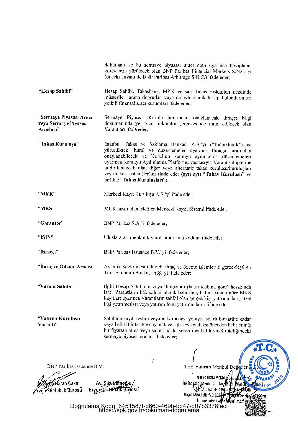 BNPP - SPK ONAYLI SERMAYE PIYASASI ARACI NOTU (13 AGUSTOS 2026 IHRACI) - 1.pdf โ sayfa 7