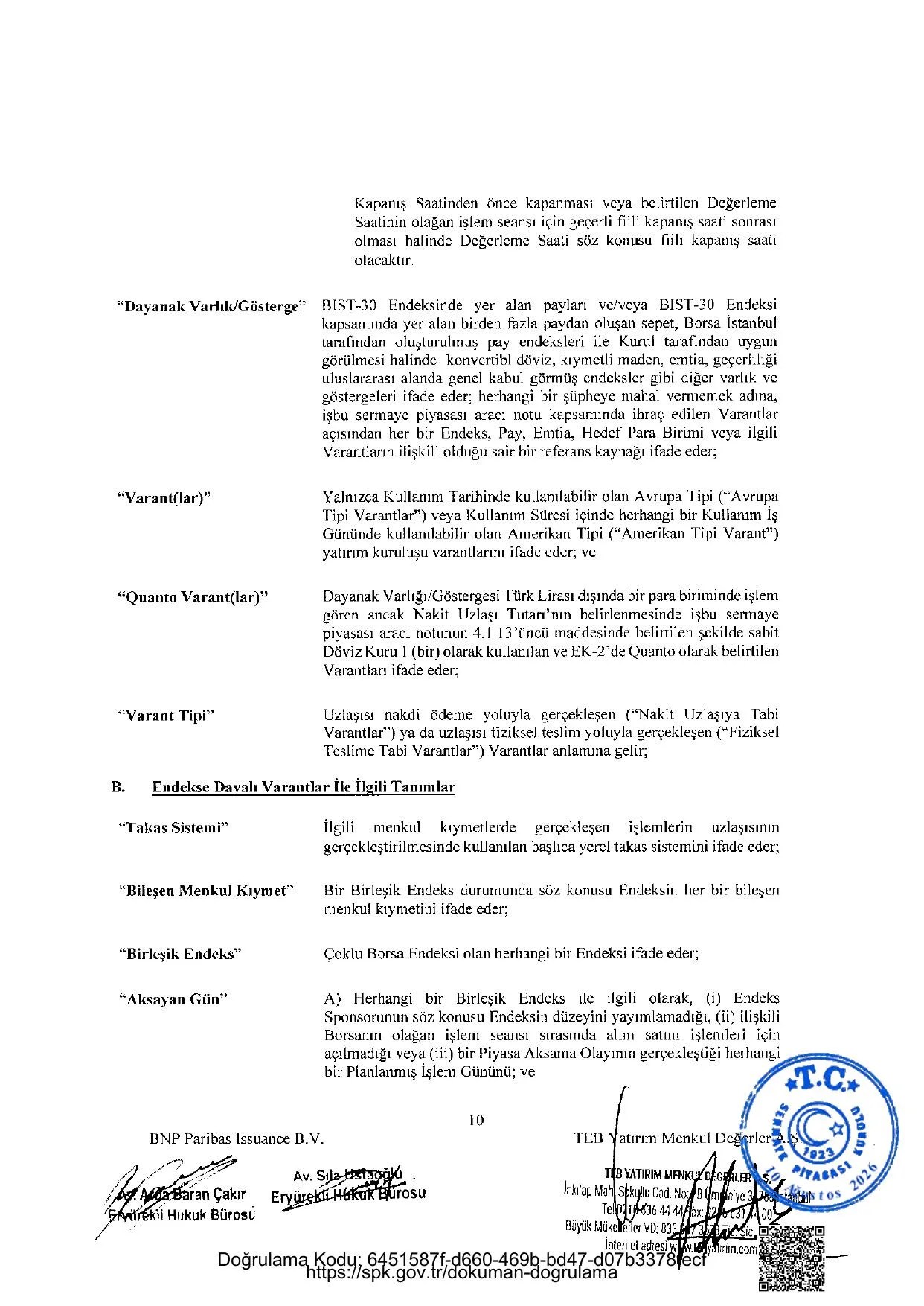 BNPP - SPK ONAYLI SERMAYE PIYASASI ARACI NOTU (13 AGUSTOS 2026 IHRACI) - 1.pdf โ sayfa 10