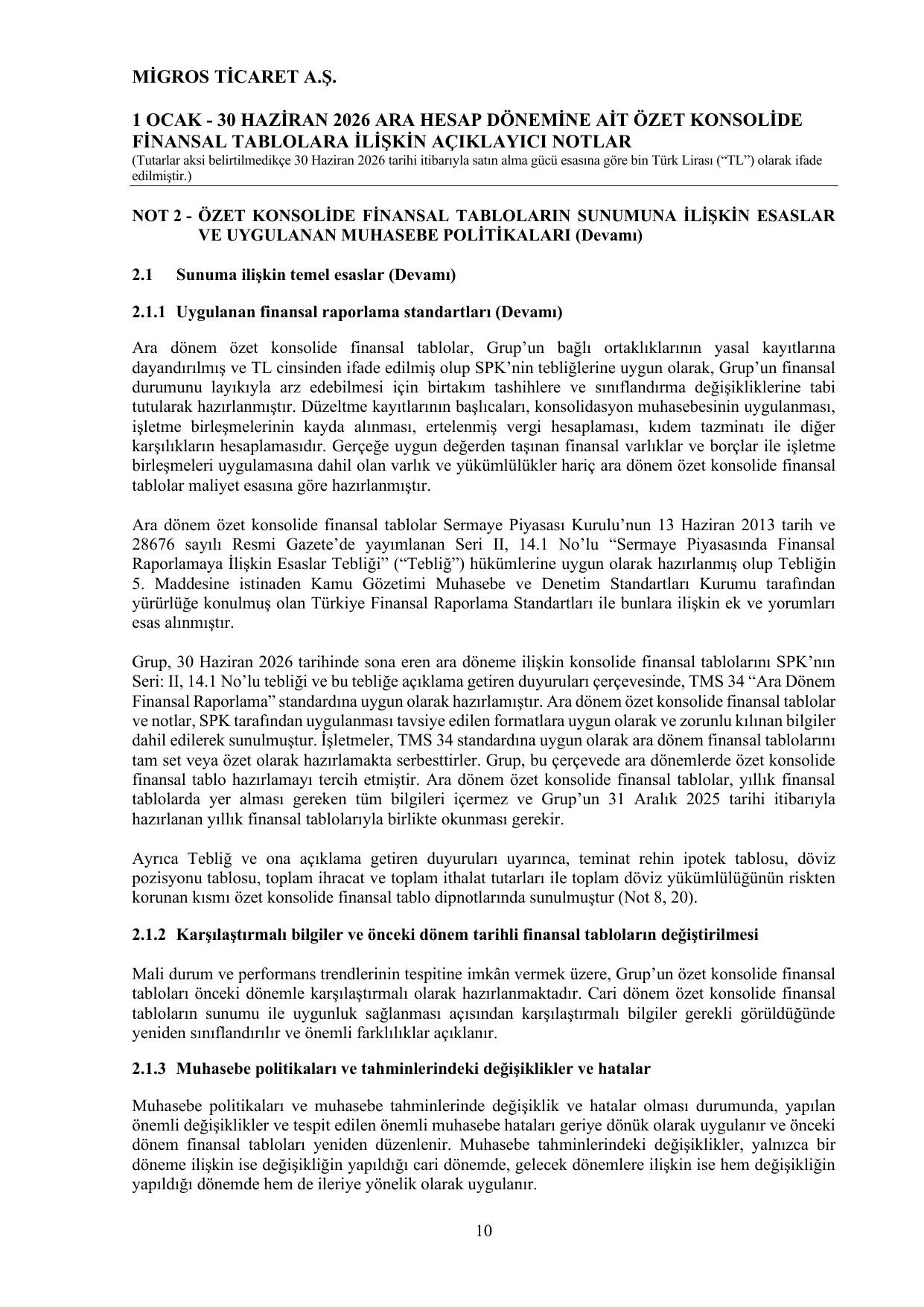 Migros Ticaret A.S. 30.06.2026 TR.pdf — sayfa 14