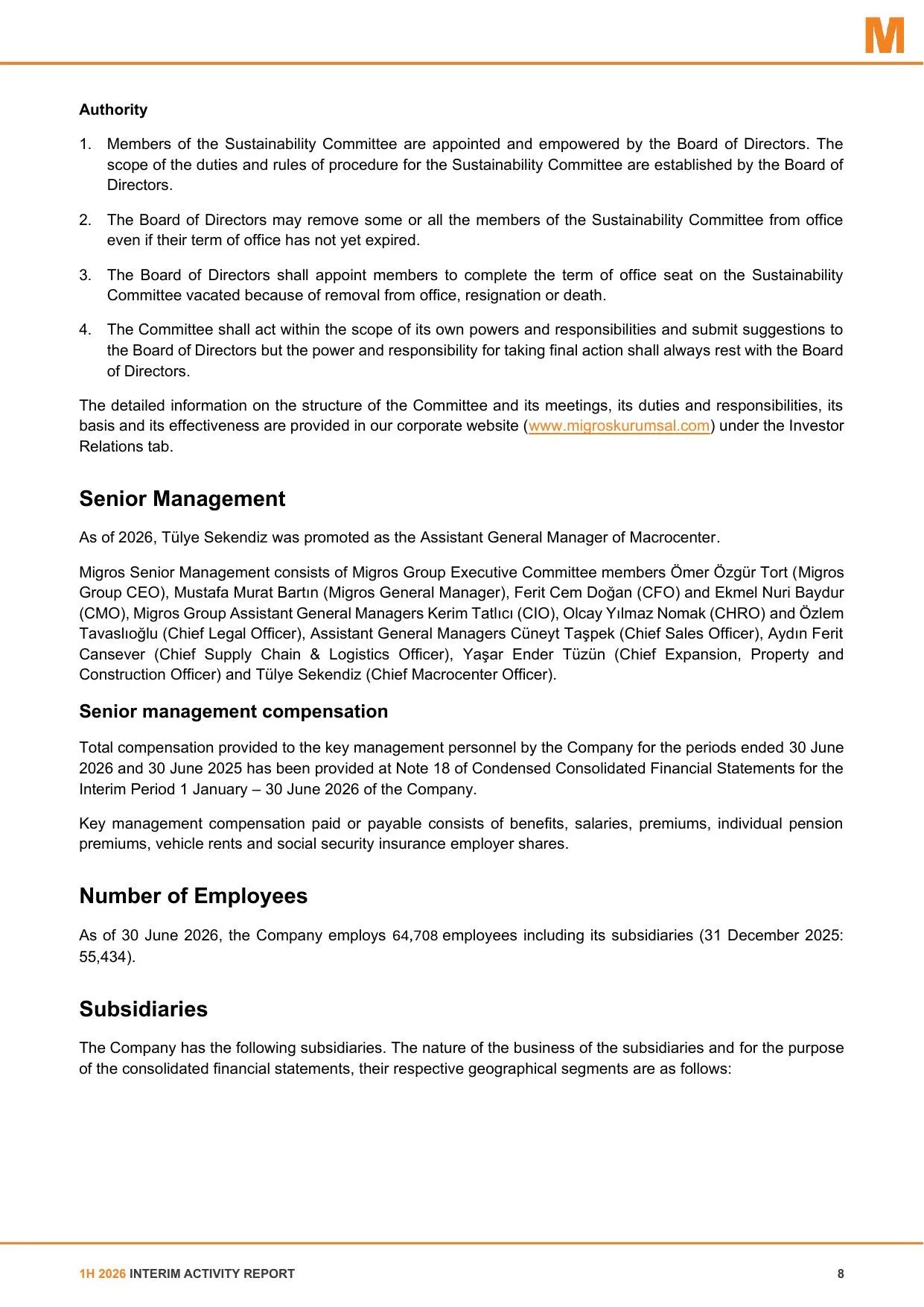 Migros Ticaret Interim Annual Report June 2026.pdf โ sayfa 9