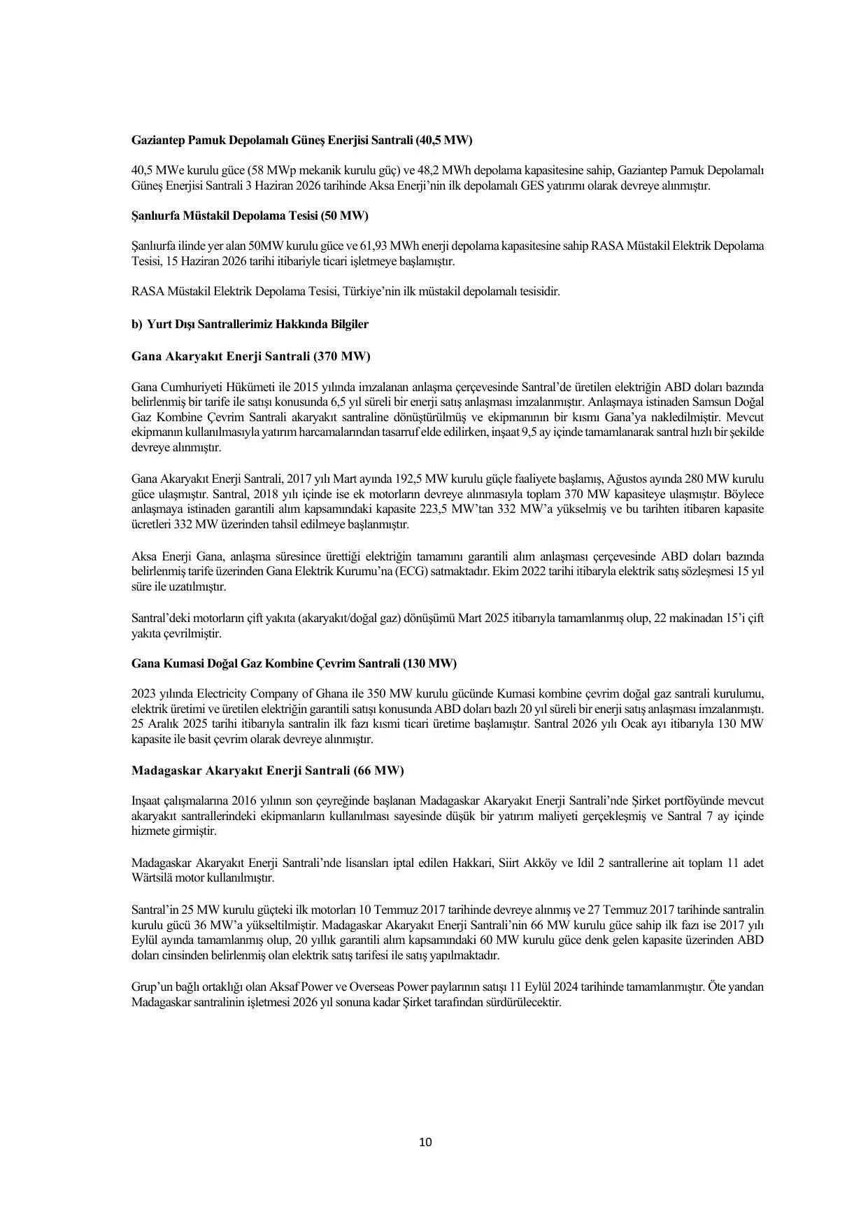 Aksa Enerji รretim A.ล. ve Baฤlฤฑ Ortaklฤฑklar 30 Haziran 2026 Faaliyet Raporu.pdf โ sayfa 10
