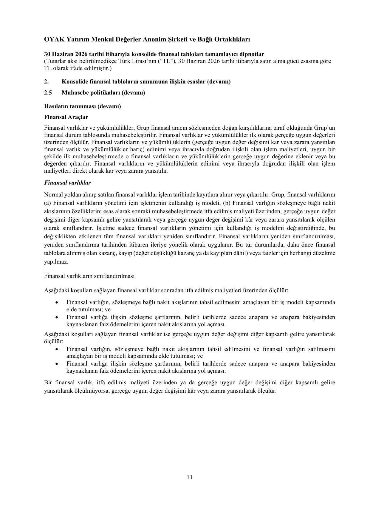 OYAK Yatırım Menkul Değerler A.Ş Finansal Rapor ve Dipnotlar 30.06.2026.pdf — sayfa 14