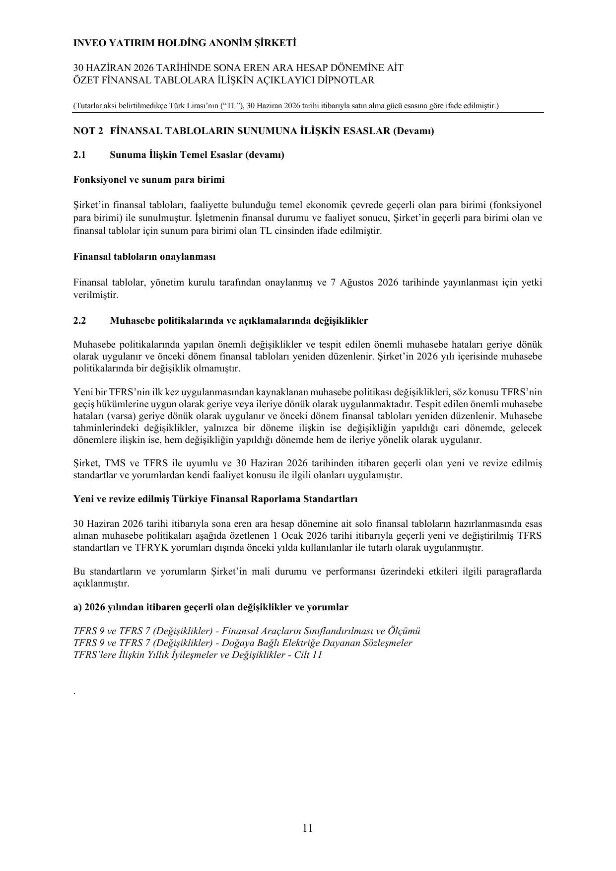 Inveo Yatฤฑrฤฑm Holding A.ล. Finansal Rapor 30 Haziran 2026.pdf โ sayfa 14