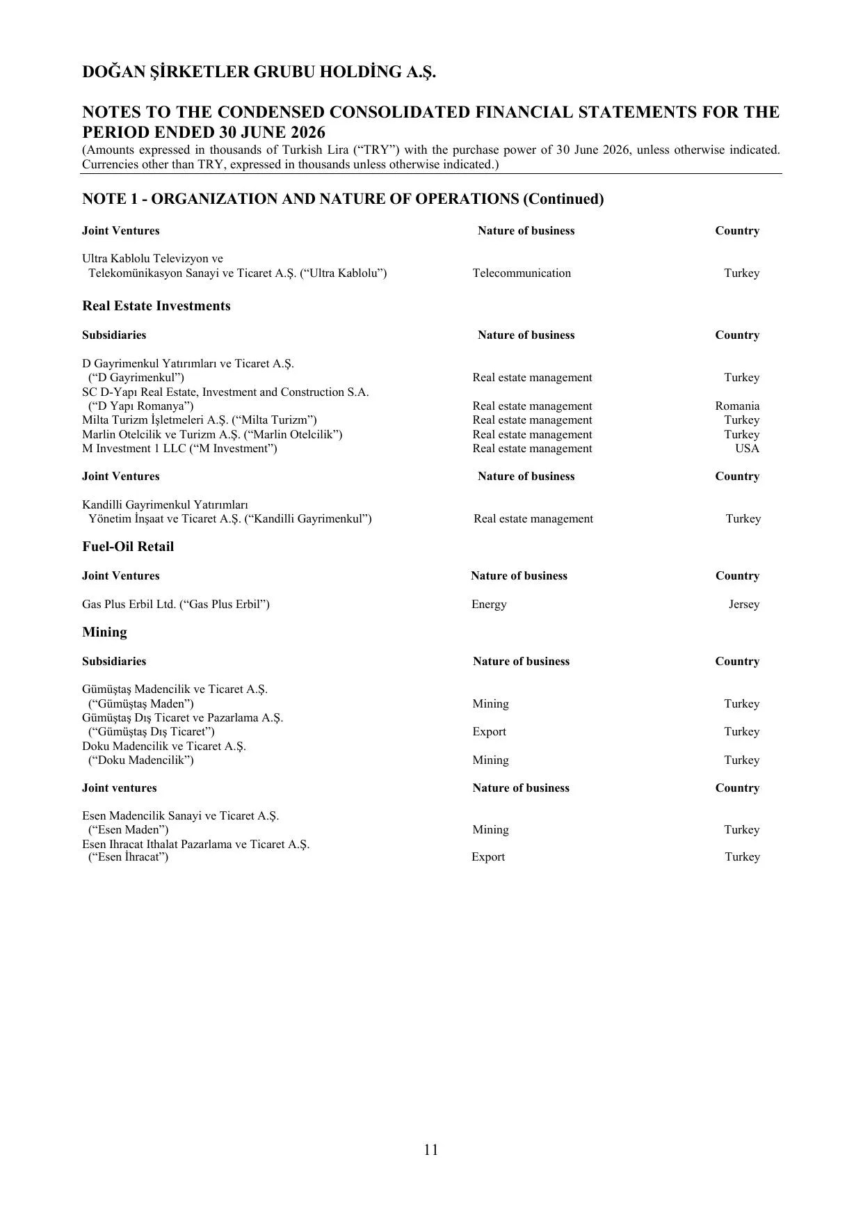 DOHOL - 30 June 2026 - Condensed Consolidated Financial Statements.pdf — sayfa 14