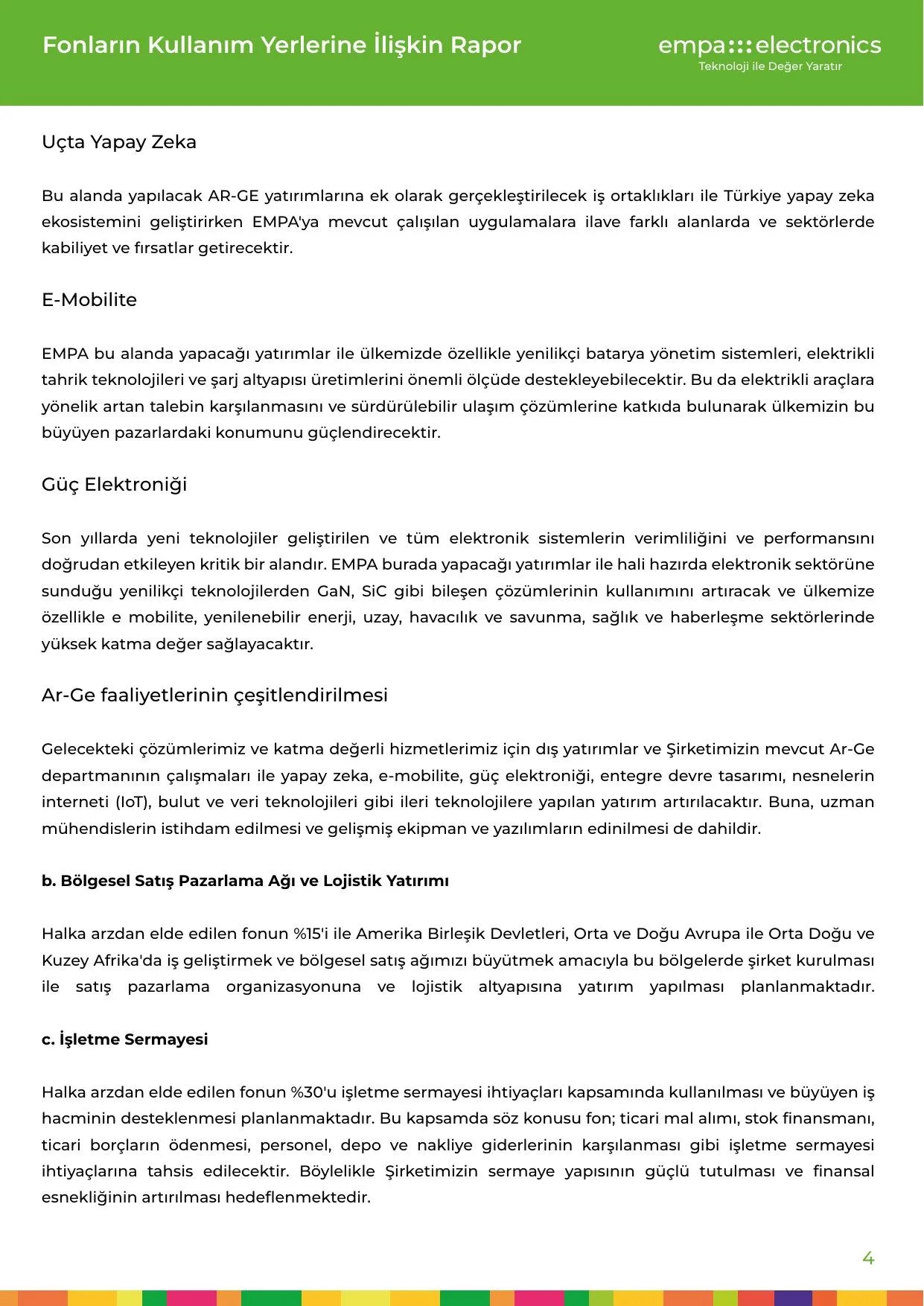 Halka Arzda Elde Edilen Fonun Kullanฤฑmฤฑna ฤฐliลkin Rapor 1.pdf โ sayfa 4