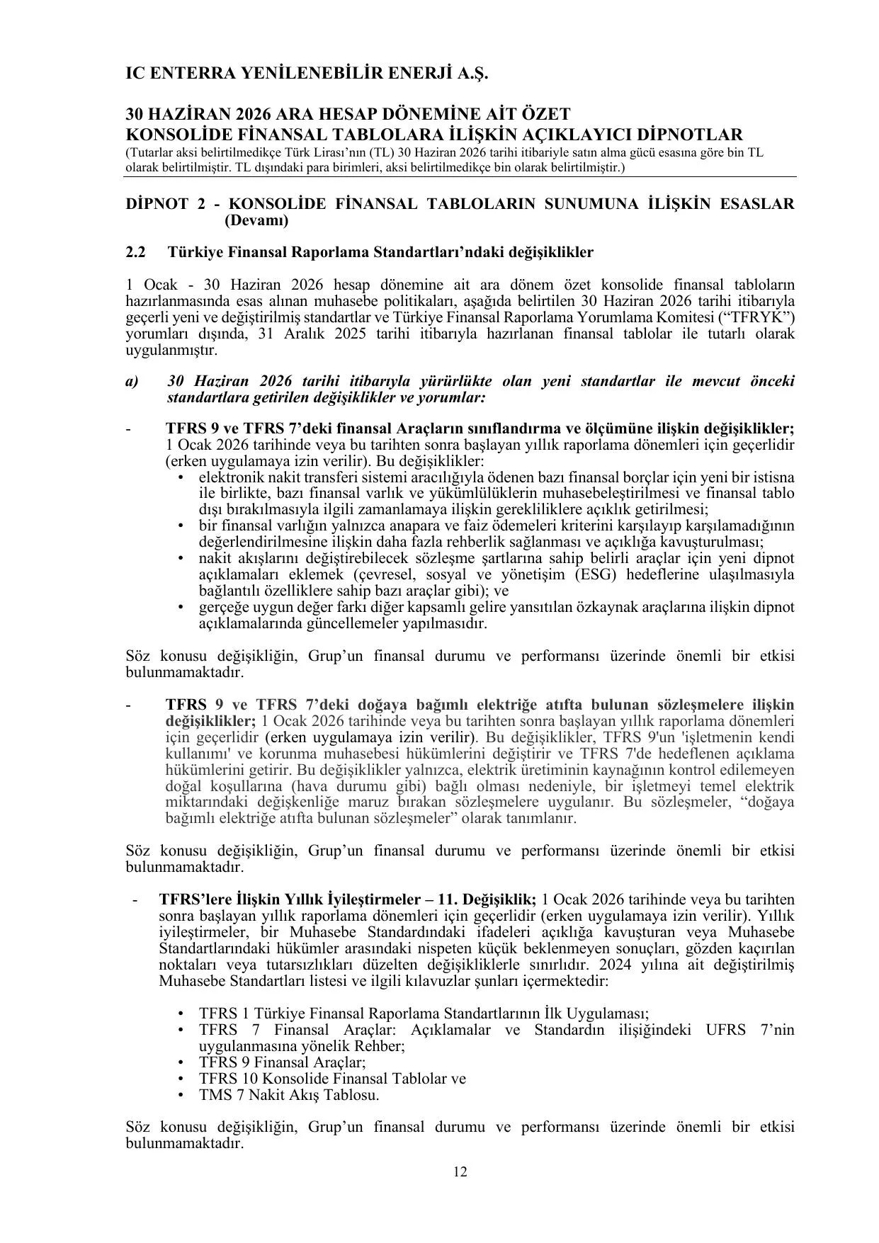 IC Enterra Yenilenebilir Enerji A.Ş. 30.06.2026 TFRS TR.pdf — sayfa 14