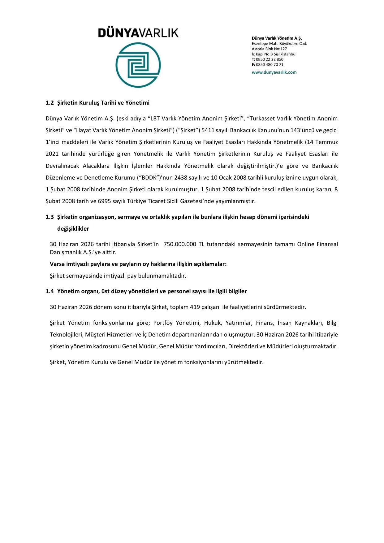 Dรผnya Varlฤฑk Faaliyet Raporu 2026-06-30.pdf โ sayfa 6