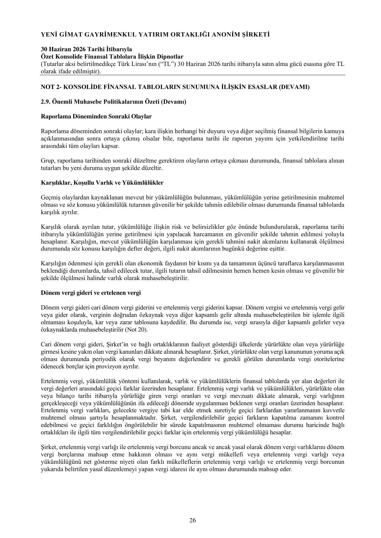Yeni Gimat Konsolide 30.06.2026.pdf — sayfa 28