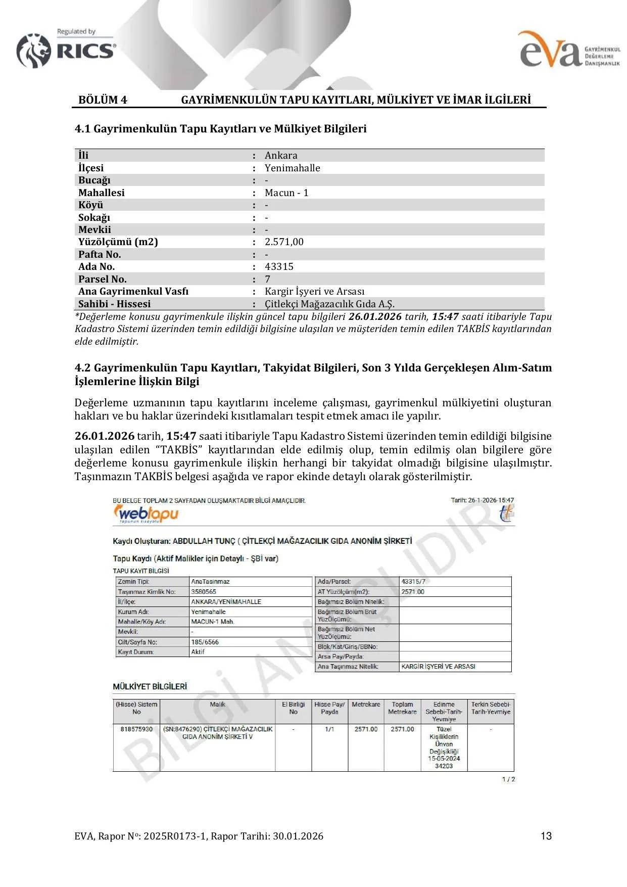 5A. 2025R0173_1_ANKARA YENฤฐMAHALLE MERKEZ BฤฐNA DEฤERLEME RAPORU.pdf โ sayfa 13