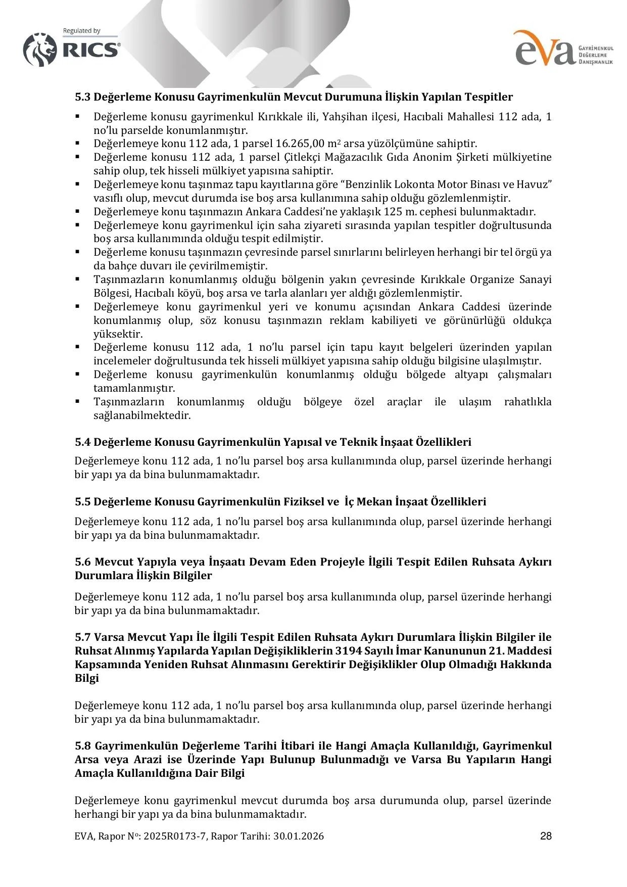 5J. 2025R0173-7_KIRIKKALE BENZฤฐNLฤฐK ARSASI_DEฤERLEME RAPORU.pdf โ sayfa 28