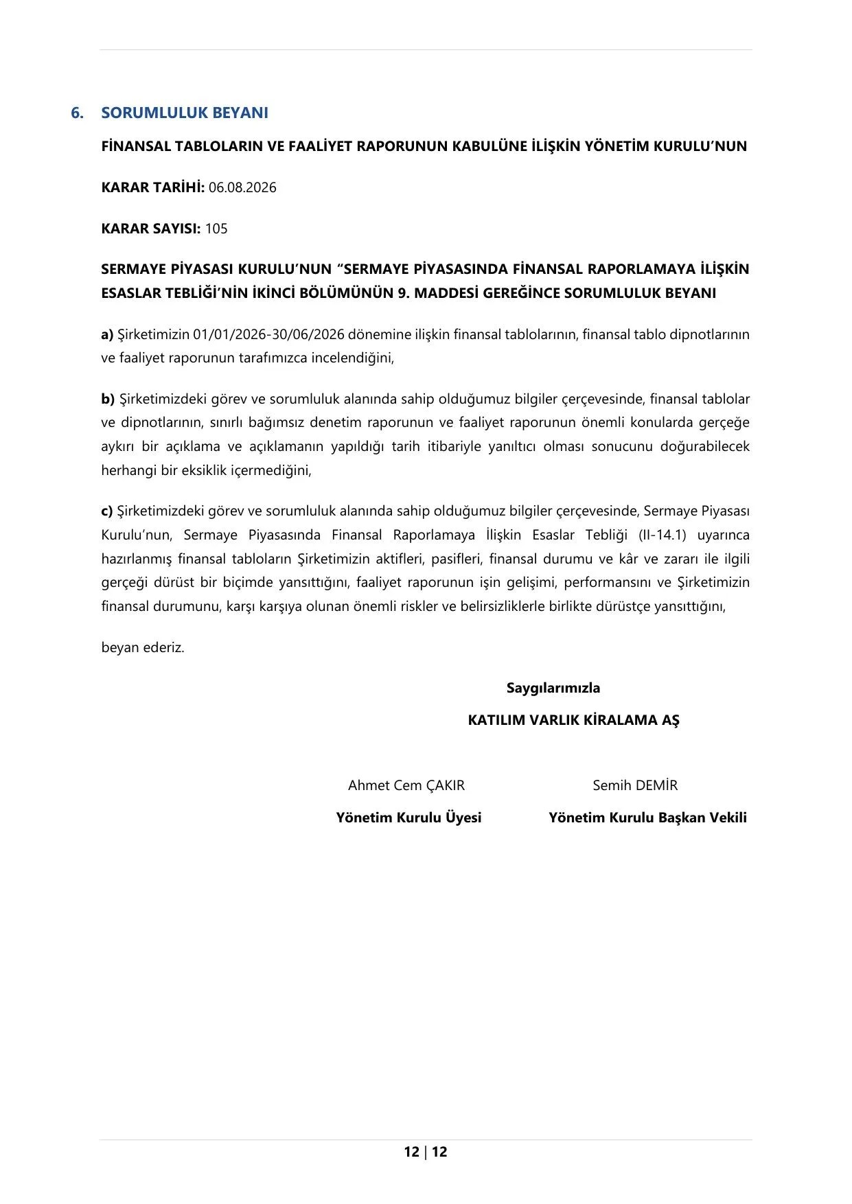 Katılım VKŞ Faaliyet Raporu 30.06.2026.pdf — sayfa 14