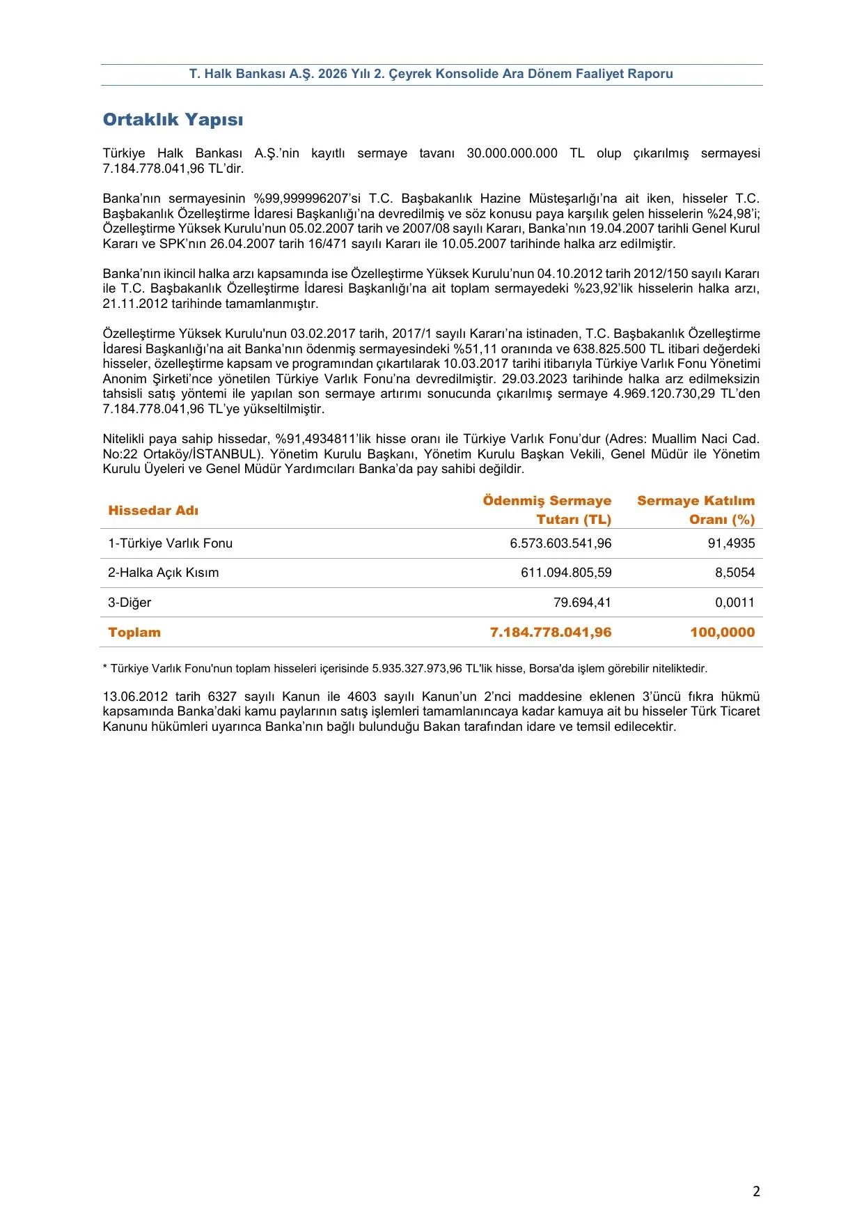 2026 2. Çeyrek Konsolide Ara Dönem Faaliyet Raporu.pdf — sayfa 3