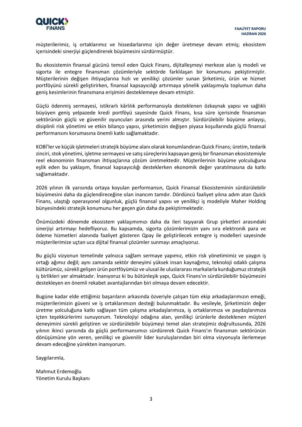 Quick Finansman A.Ş. 30062026 Faaliyet Raporu.pdf — sayfa 6