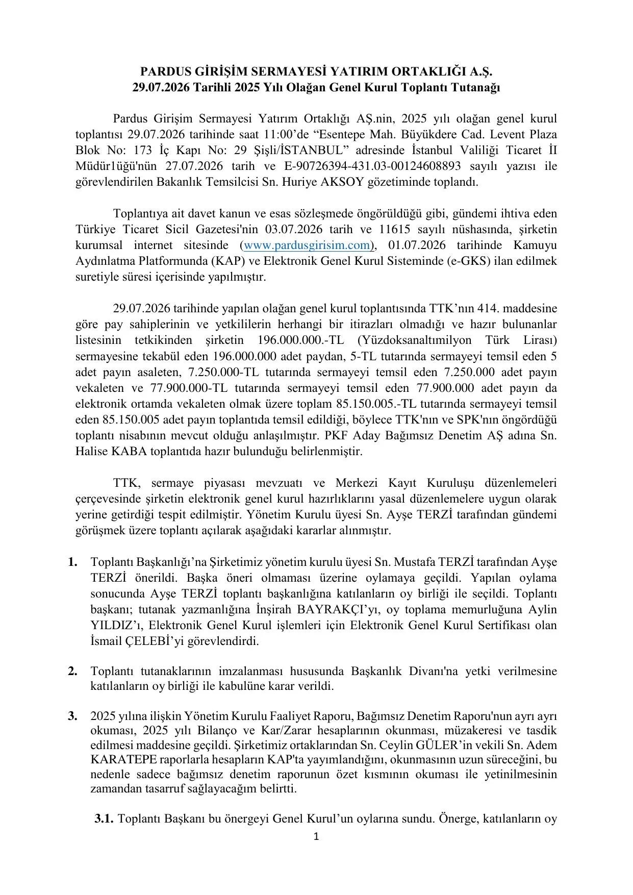 PRDGS 2025 Yฤฑlฤฑ Olaฤan Genel Kurulu Toplantฤฑ Tutanaฤฤฑ.pdf โ sayfa 1