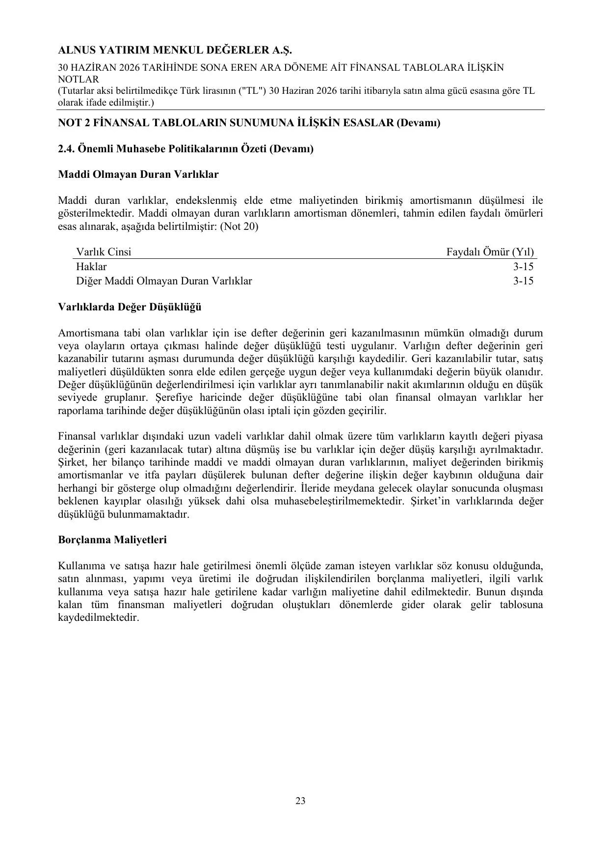Alnus Yatฤฑrฤฑm Menkul Deฤerler A.ล. 30062026.pdf โ sayfa 26