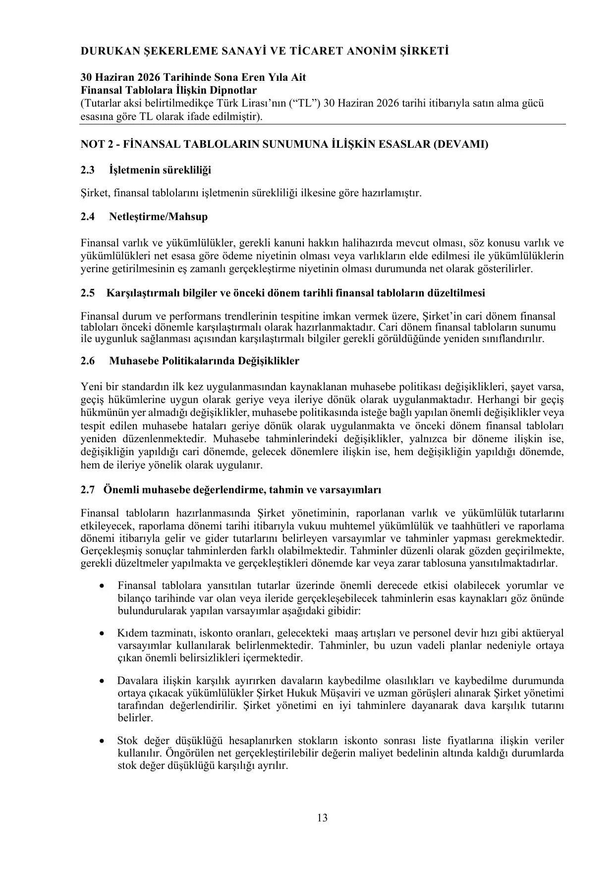 Durukan ลekerleme 30.06.2026 Baฤฤฑmsฤฑz Denetim Raporu.pdf โ sayfa 14