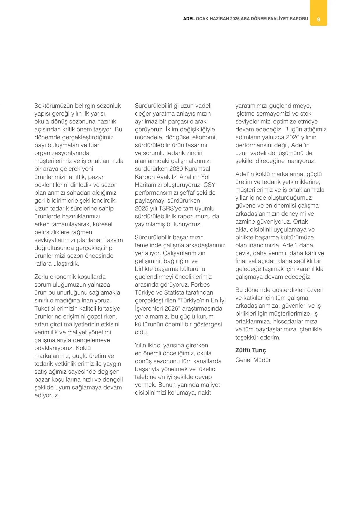 Adel Kalemcilik 30 Haziran 2026 Faaliyet Raporu.pdf — sayfa 12