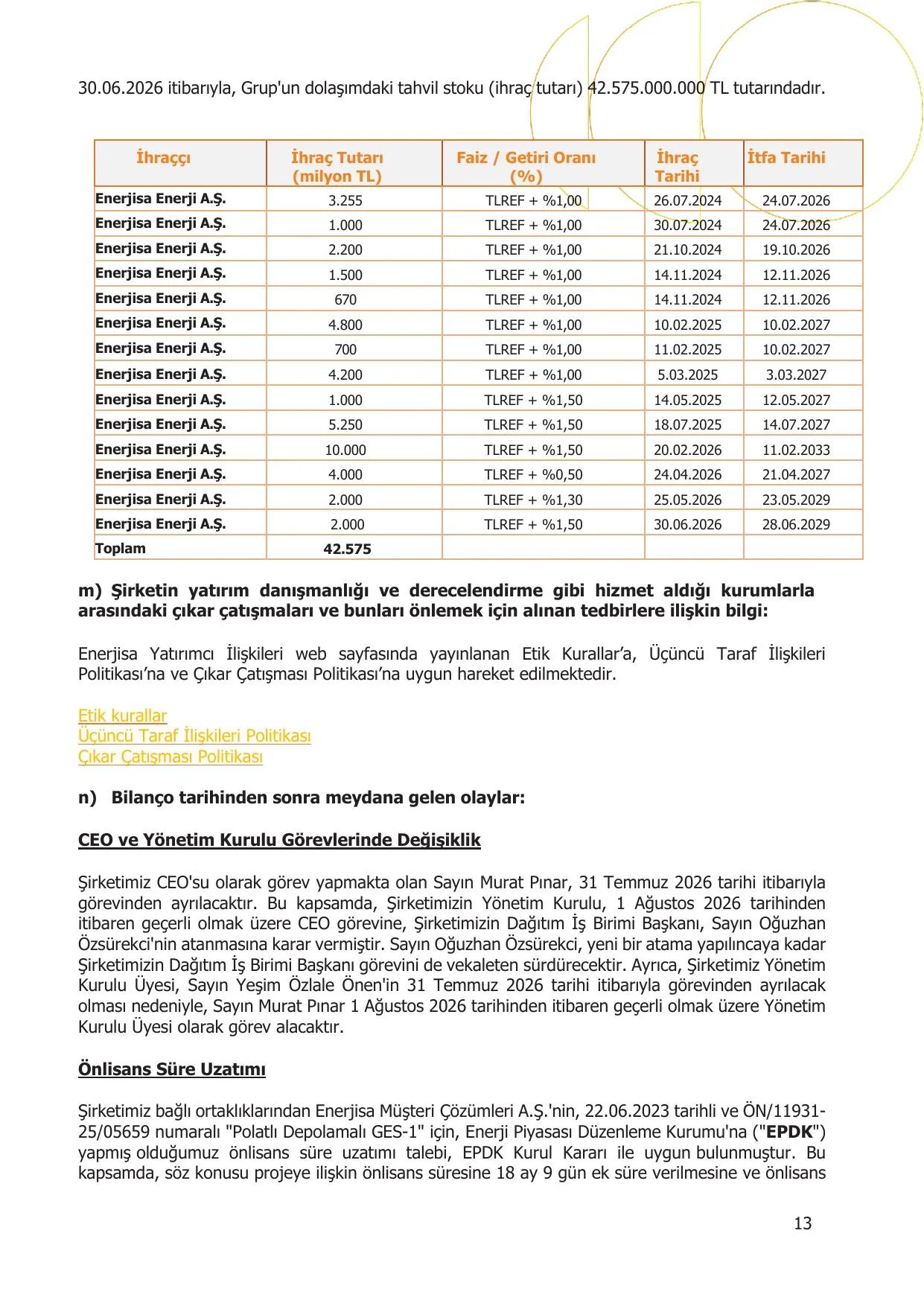 Enerjisa Enerji Aล 30.06.2026 Faaliyet Raporu.pdf โ sayfa 13