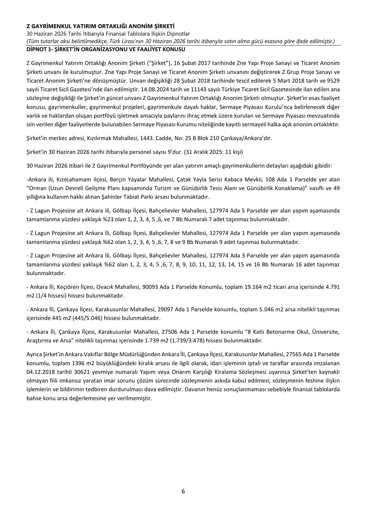 Z GYO_Finansal Rapor 30.06.2026 .pdf — sayfa 10