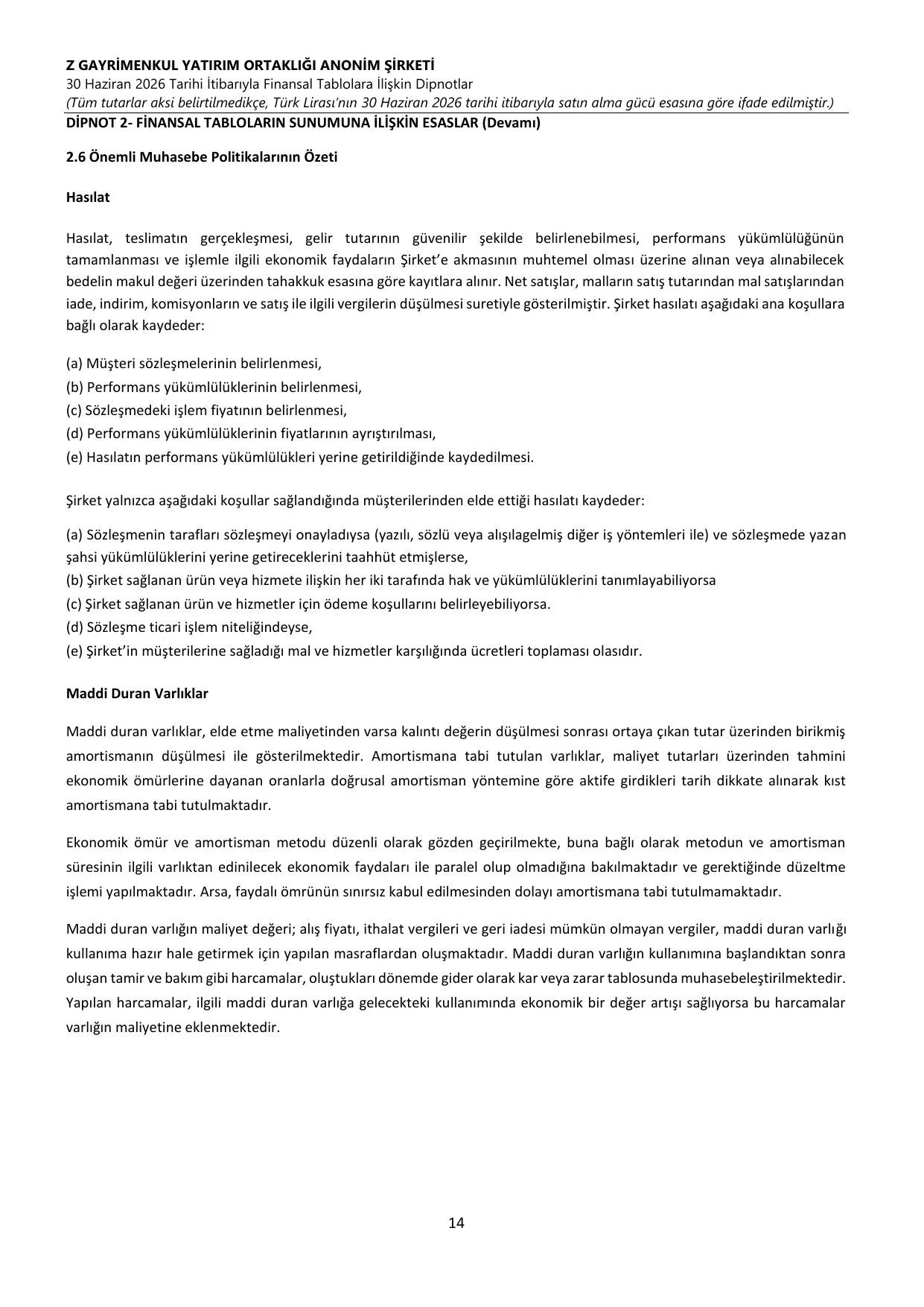Z GYO_Finansal Rapor 30.06.2026 .pdf — sayfa 18