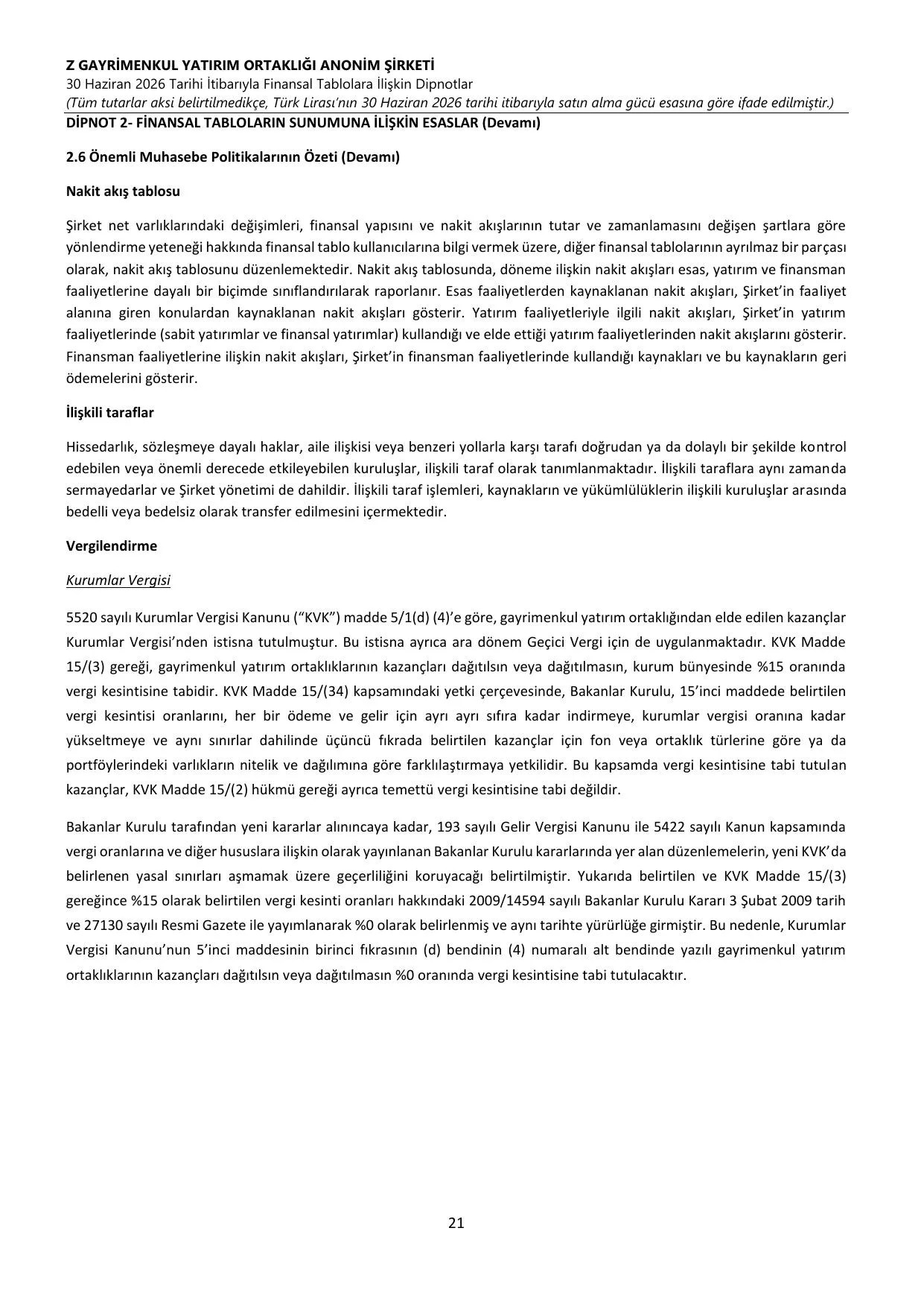 Z GYO_Finansal Rapor 30.06.2026 .pdf — sayfa 25