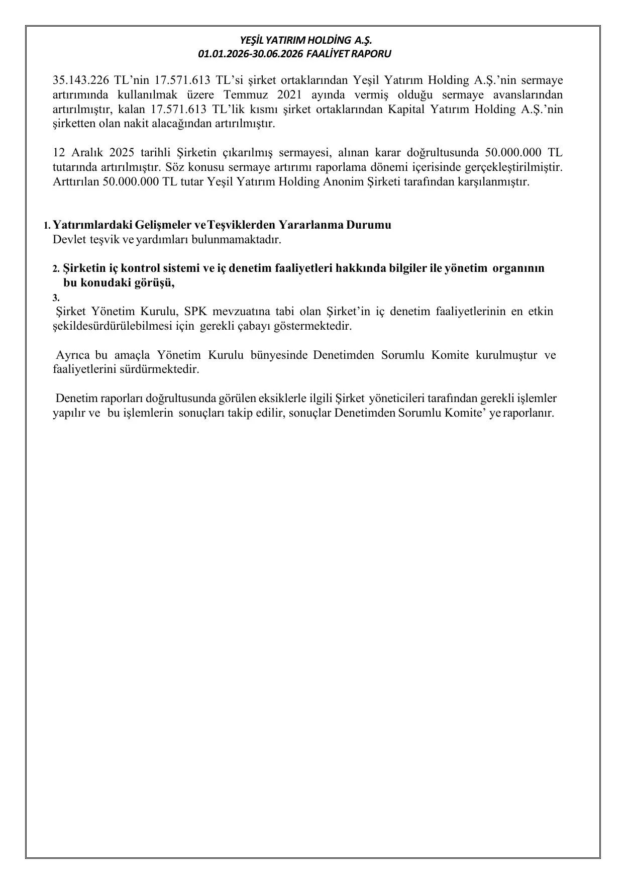 30.06.2026 Yeลil Yatฤฑrฤฑm Holding A.ล.Faaliyet Raporu.pdf โ sayfa 11