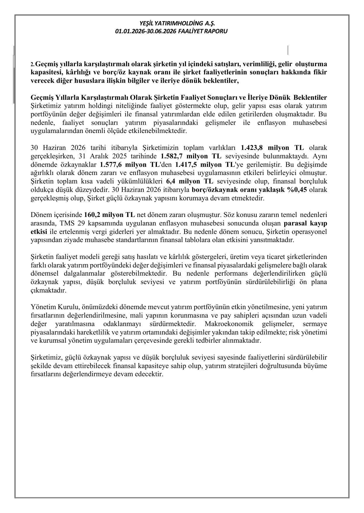 30.06.2026 Yeลil Yatฤฑrฤฑm Holding A.ล.Faaliyet Raporu.pdf โ sayfa 14