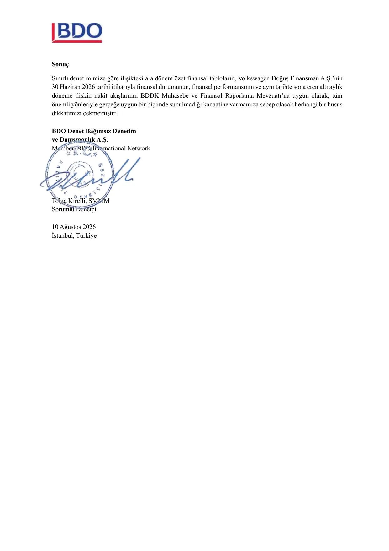 Volkswagen Doğuş Finansman A.Ş. 30.06.2026 BDDK Raporu.pdf — sayfa 3