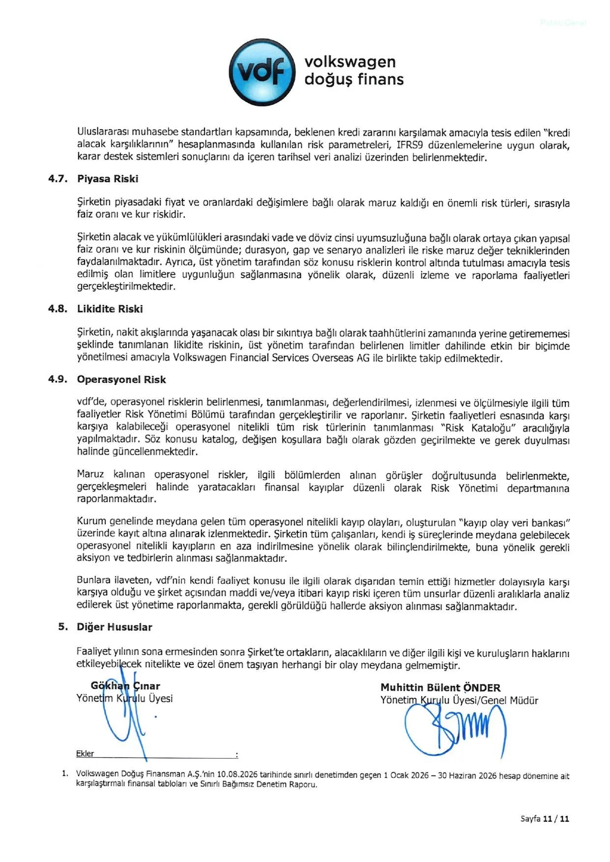 Volkswagen Doฤuล Finansman A.ล. 30.06.2026 Faaliyet Raporu.pdf โ sayfa 12