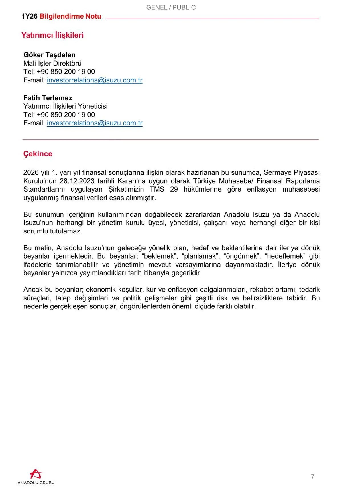 Anadolu Isuzu 30.06.2026 Bilgilendirme Notu.pdf — sayfa 7