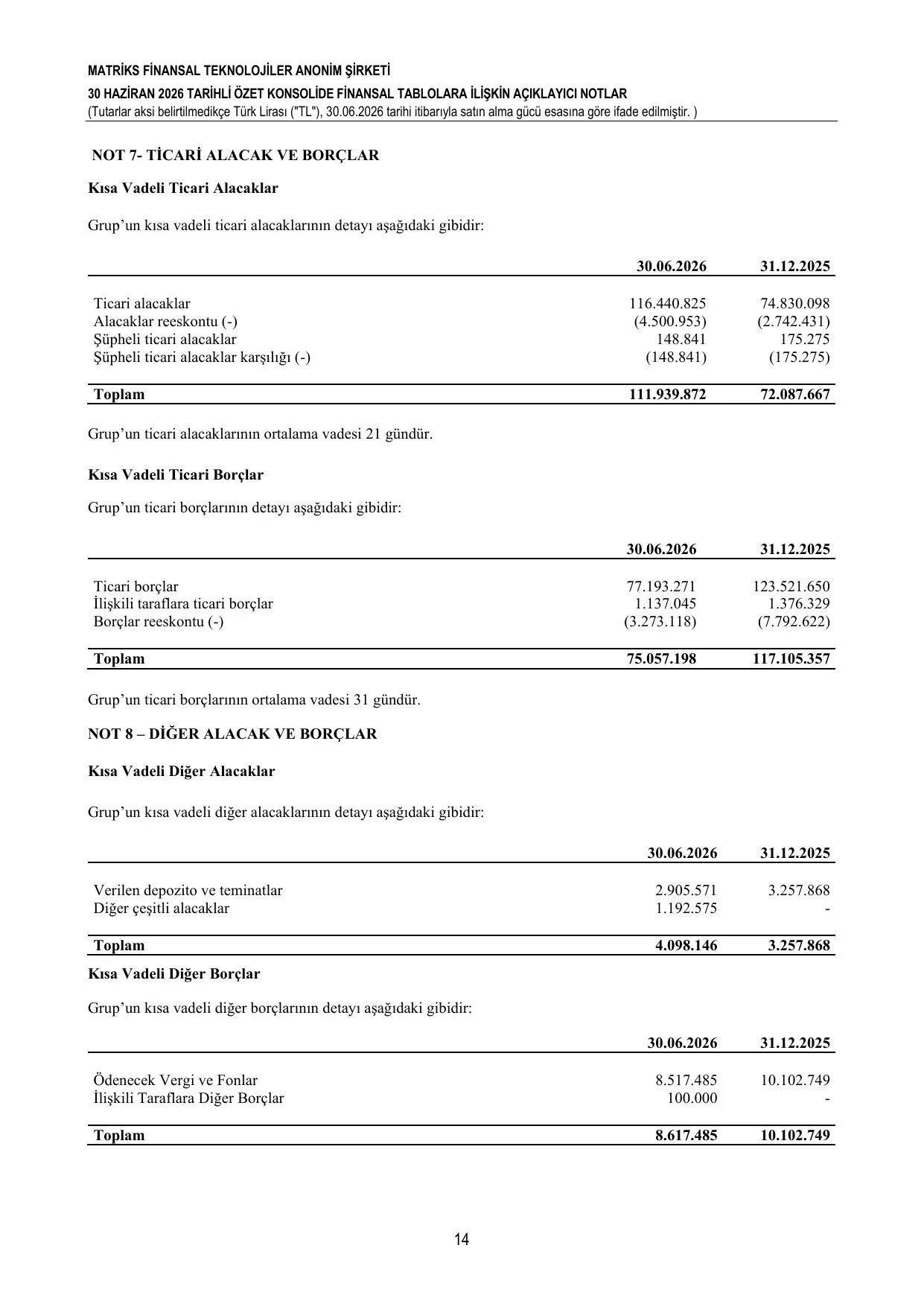30.06.2026 Finansal Tablolar.pdf — sayfa 17