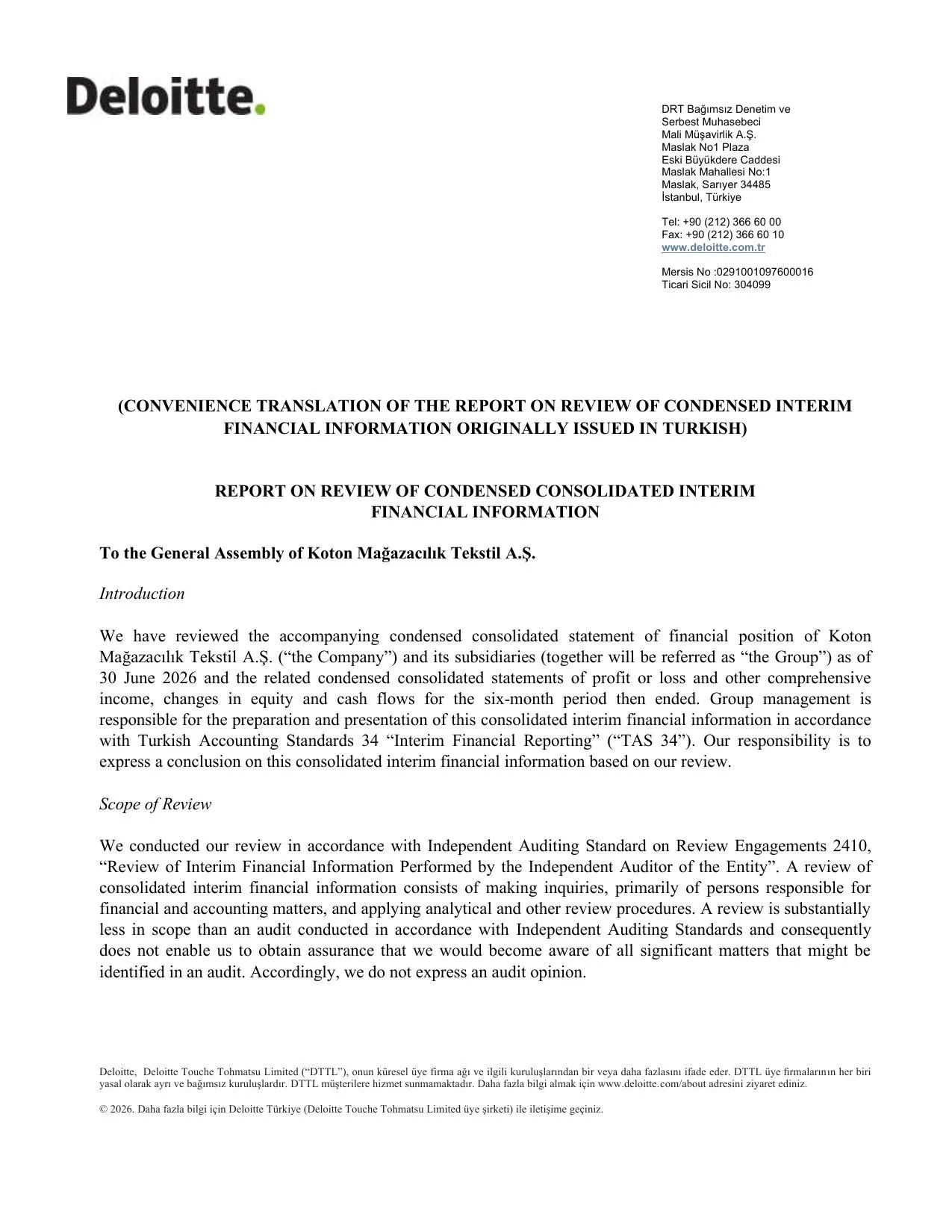 Koton 30.06.2026_Financial Statements and Notes.pdf — sayfa 2
