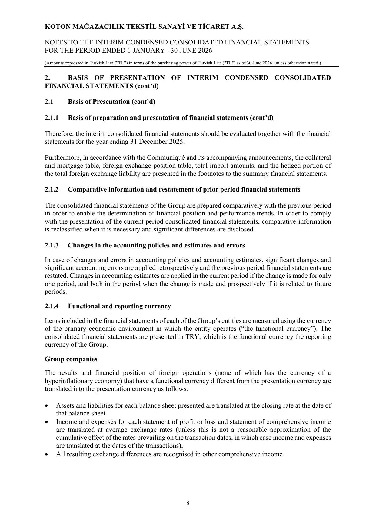 Koton 30.06.2026_Financial Statements and Notes.pdf — sayfa 12