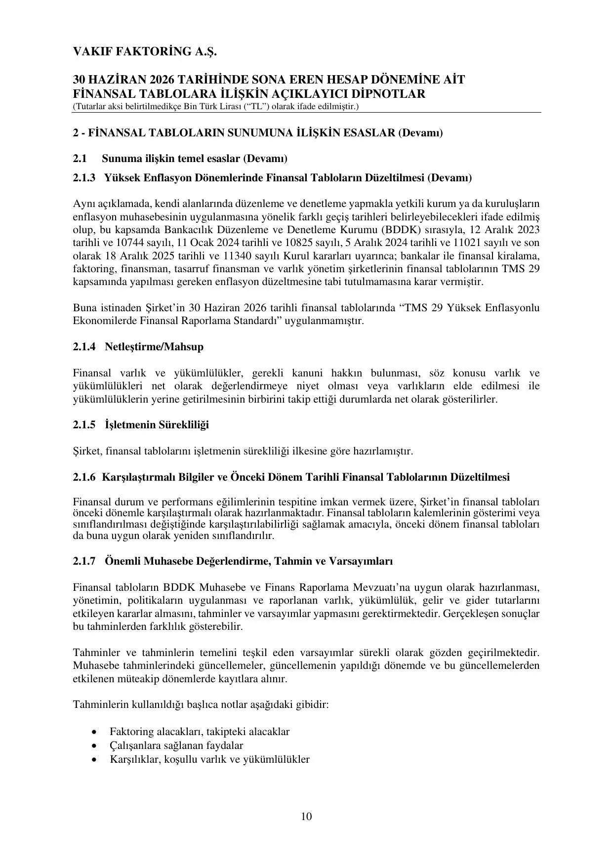 Vakฤฑf Faktoring - BDDK Raporu 30.06.2026.pdf โ sayfa 13