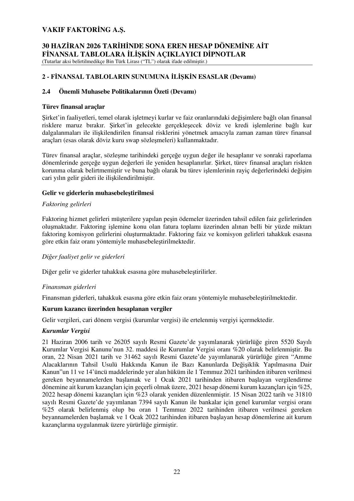 Vakฤฑf Faktoring - BDDK Raporu 30.06.2026.pdf โ sayfa 25