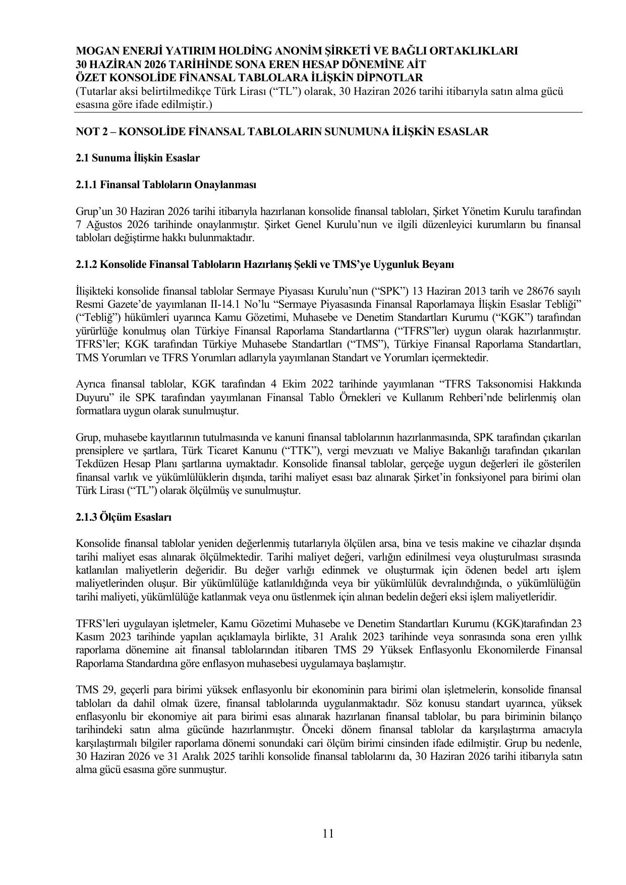 Mogan Enerji SPK Baฤฤฑmsฤฑz Denetรงi Raporu 30.06.2026.pdf โ sayfa 14