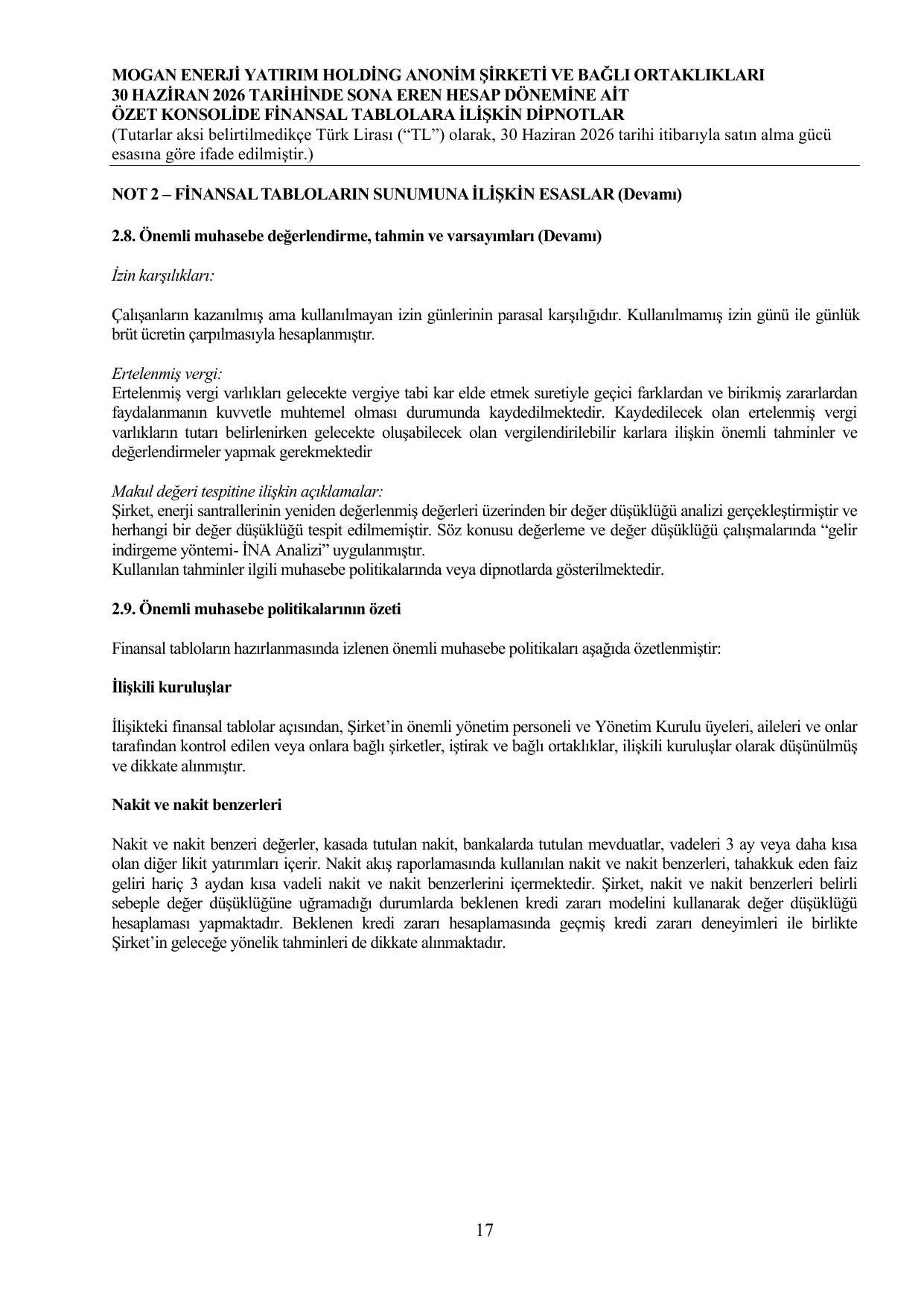 Mogan Enerji SPK Baฤฤฑmsฤฑz Denetรงi Raporu 30.06.2026.pdf โ sayfa 20