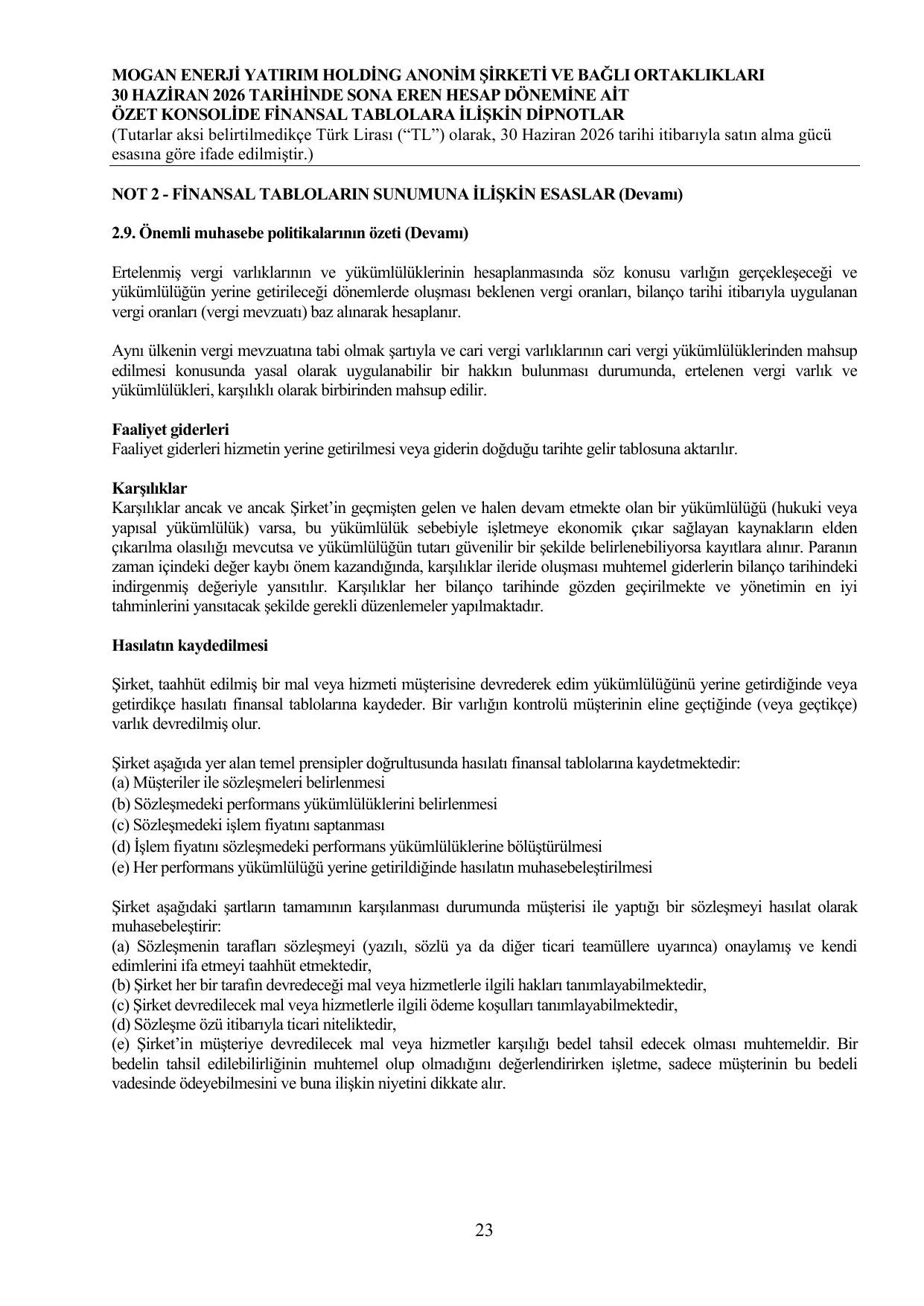 Mogan Enerji SPK Bağımsız Denetçi Raporu 30.06.2026.pdf — sayfa 26
