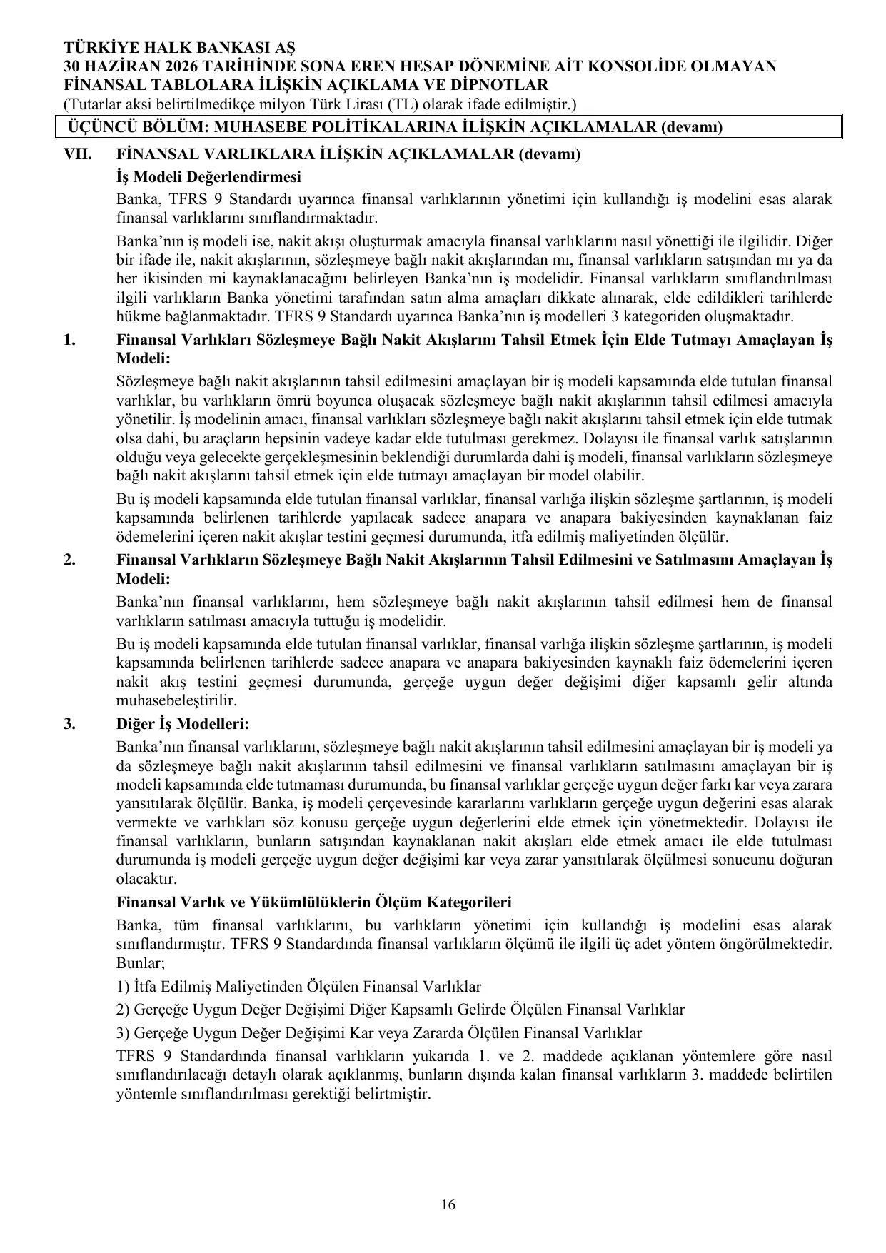 Türkiye Halk Bankası AŞ Konsolide Olmayan Rapor 30.06.2026.pdf — sayfa 22