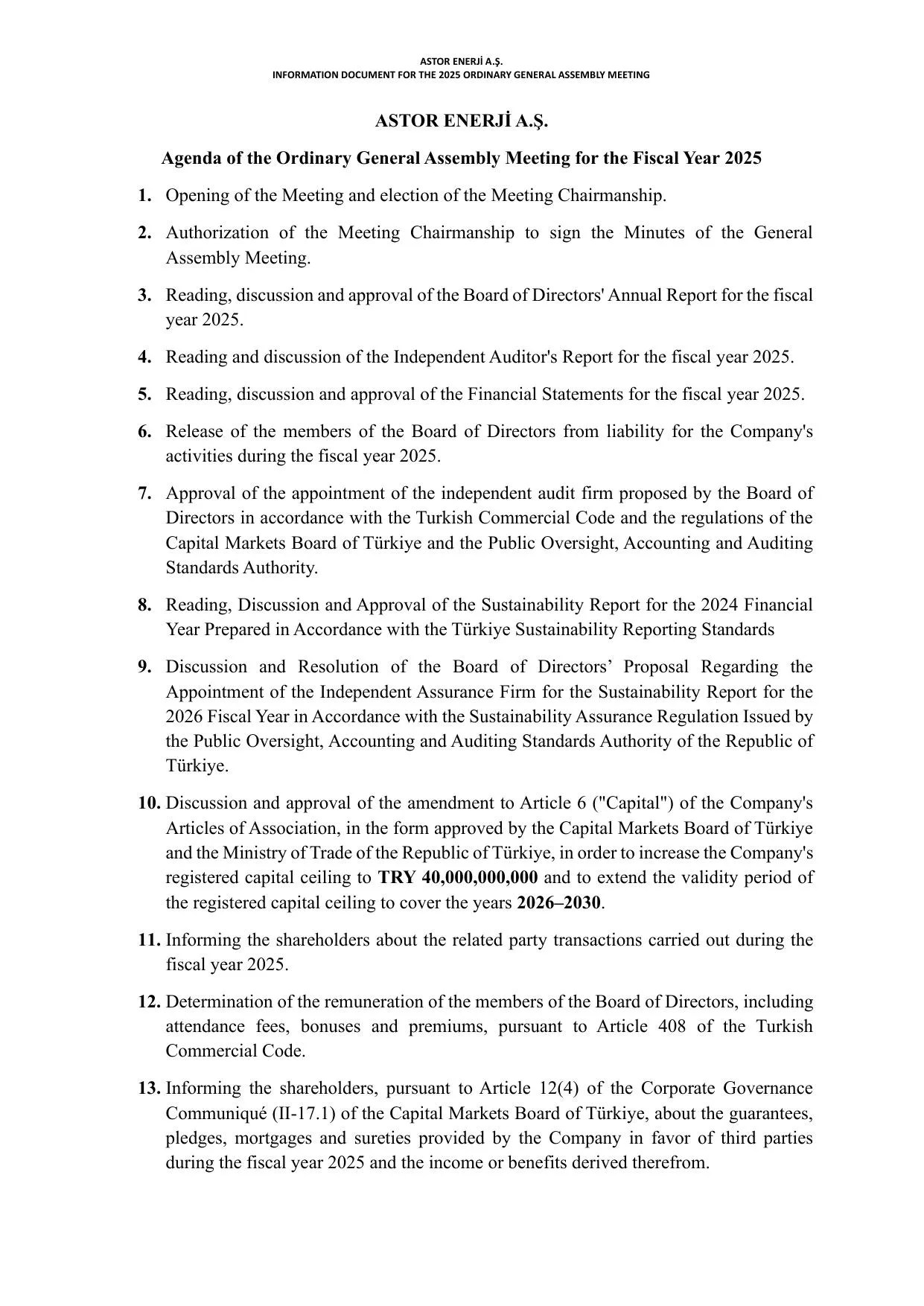 Kap -ASTOR ENERJฤฐ A.ล BฤฐLGฤฐLENDฤฐRME DOKรMANI 2025_ENG.pdf โ sayfa 3